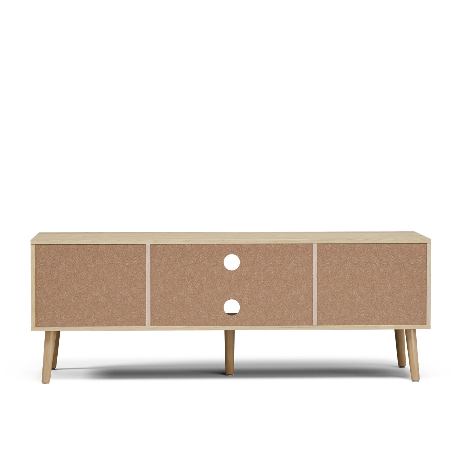 Modern TV Stand for 55/60/65 Inch TVs - Oak Entertainment Center with Fluted Door Cabinets & Open Shelves - Living Room & Bedroom Media Console - Perfect for Home Theater & Family Entertainment Spaces
