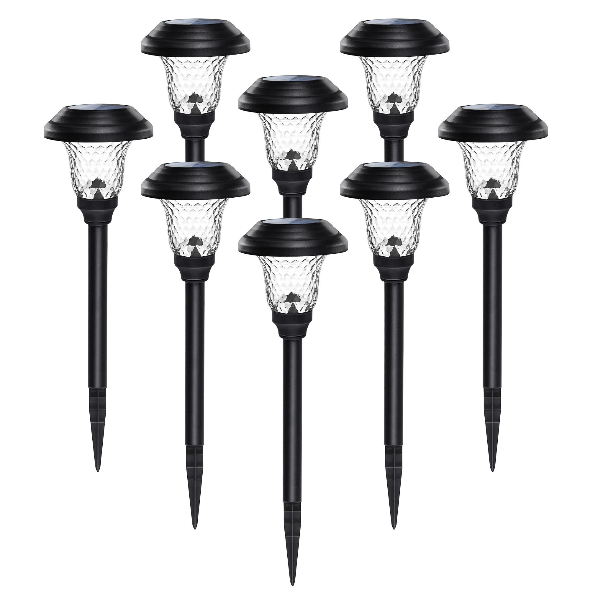 GIGALUMI 8 Pack Solar Pathway Lights - Outdoor Solar Garden Lights with Warm White LED, Waterproof Landscape Lighting for Yard, Patio, Walkway (Black) | Perfect for Driveway, Garden Decor, Backyard & Pathway Illumination