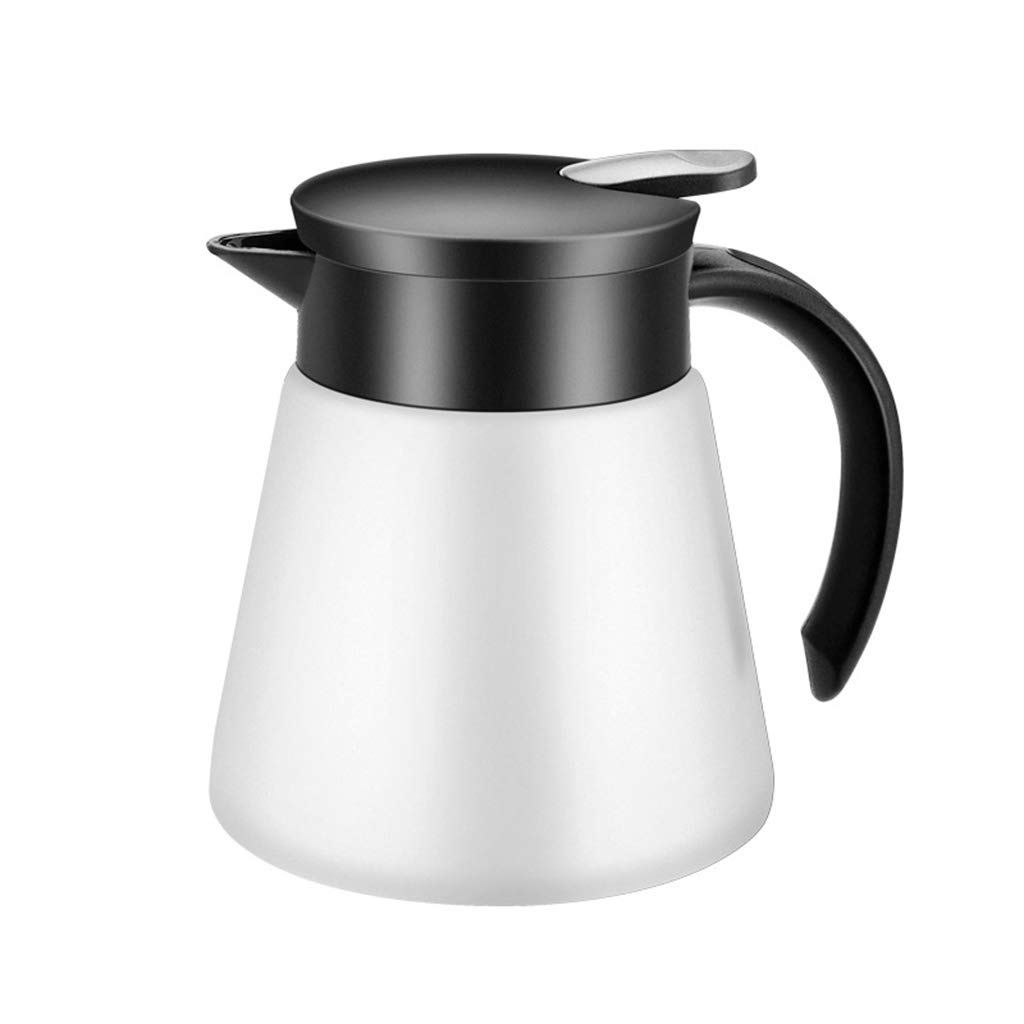 600ml/880ml Stainless Steel Double Wall Vacuum Insulated Milk Tea Kettle - White | Heat & Cold Retention | Perfect for Coffee, Tea & Beverage Serving at Home, Office or Cafe