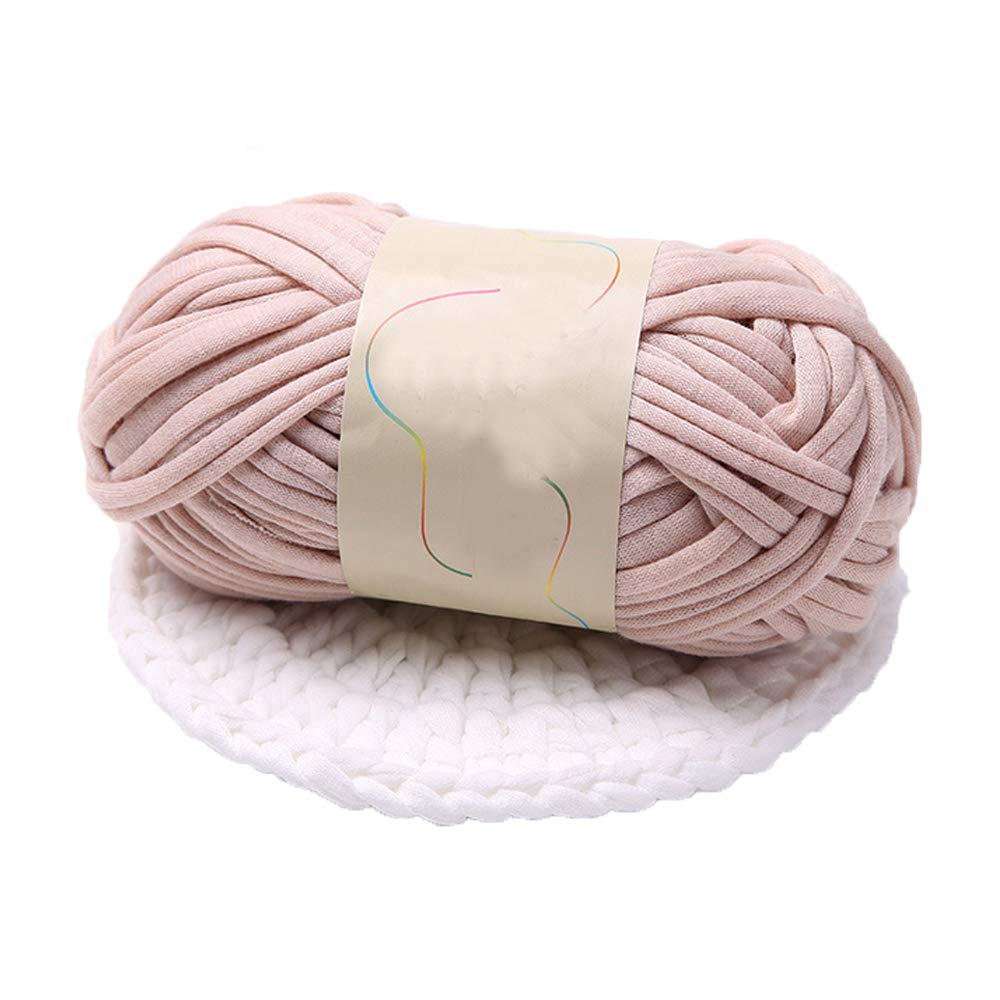 Soft Beige T-Shirt Yarn for Crochet & Knitting - 100% Recycled Cotton Chunky Spaghetti Yarn (100g/0.22lb) - Perfect for DIY Backpacks, Home Decor & Fabric Crafts