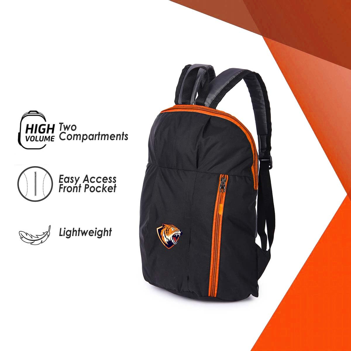 Stylish Unisex Waterproof Backpack for College, School & Outdoor Activities - Durable Daypack for Students, Picnics & Daily Use (Orange Zipper)