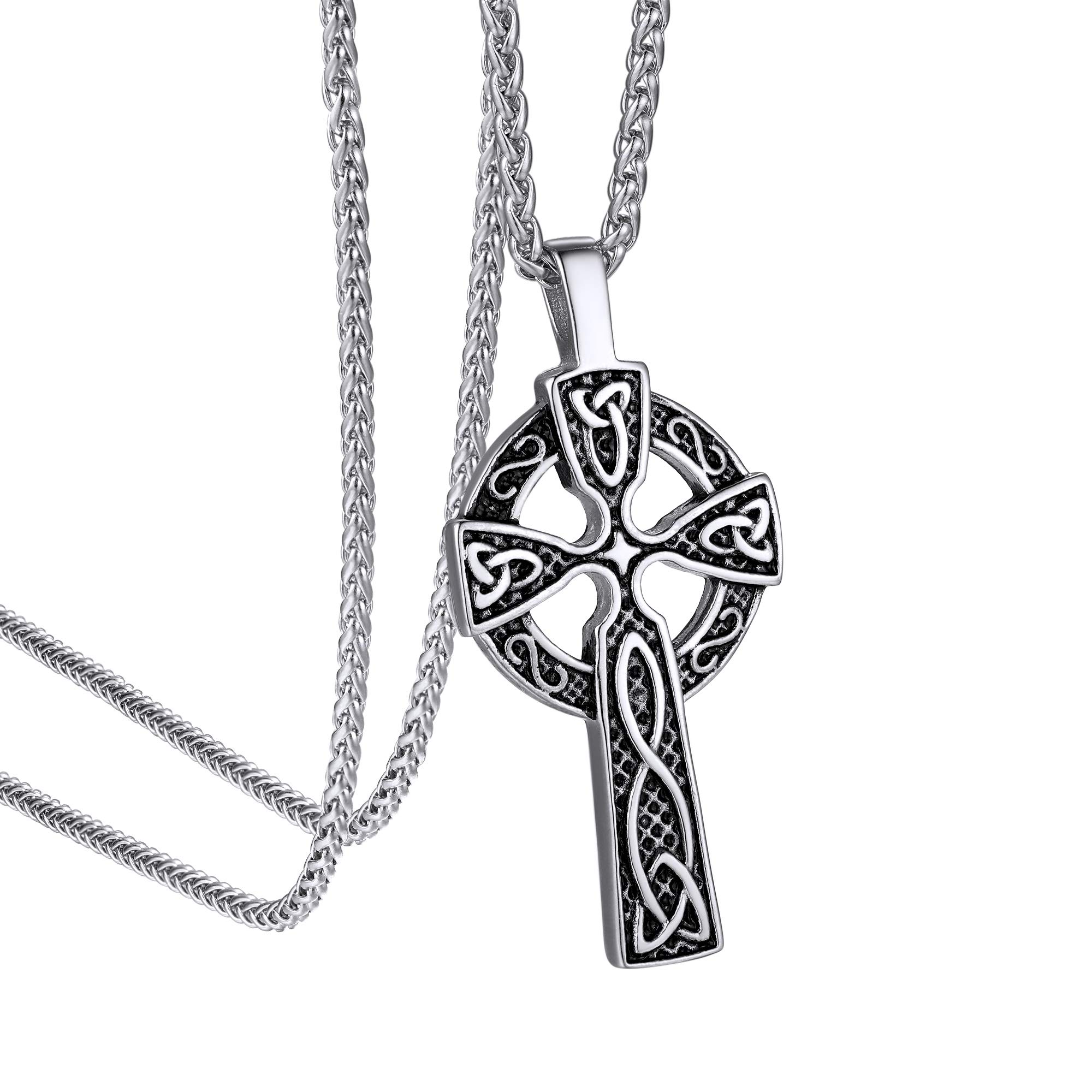 GOLDCHIC Sterling Silver Cross INRI Crucifix Pendant Necklace with Virgin Mary Miraculous Medal - Religious Christian Jewelry for Women & Men - Perfect for Baptism, First Communion, Confirmation & Daily Faith Wear