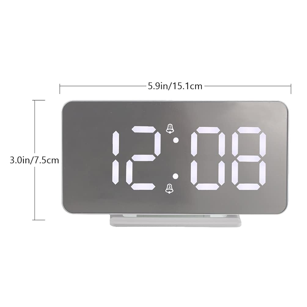 Garneck Digital Mirror Alarm Clock with LED Display, Temperature & Time - Modern Home & Office Decor for Bedroom, Desk, and Nightstand