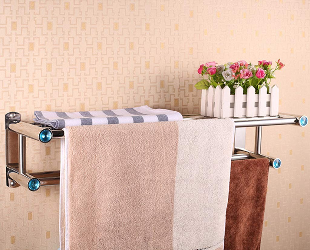 Stainless Steel Double Towel Rack - 60cm Wall Mounted Bathroom Towel Bar for Home, Hotel & Office - Modern Durable Towel Rail for Kitchen & Bathroom Organization (Use in Bathrooms, Kitchens, Laundry Rooms & Spas)