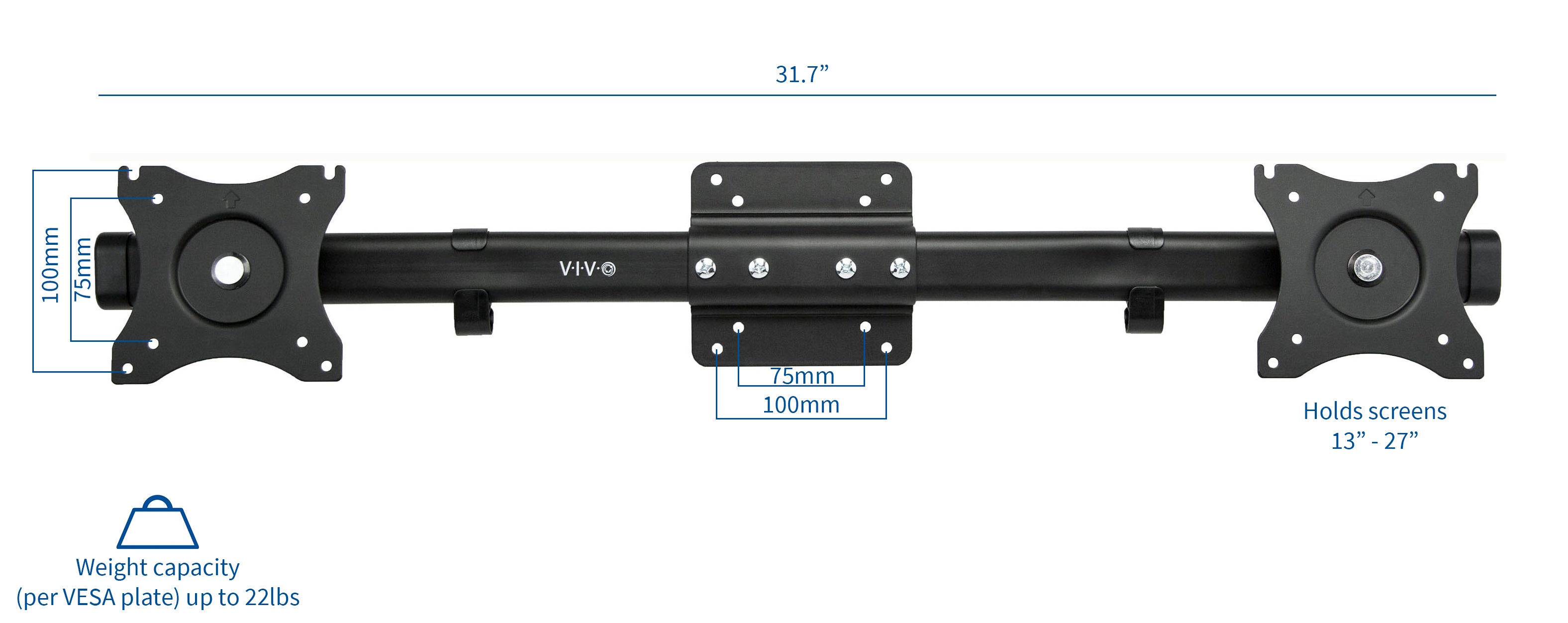 Universal VESA Mount Adapter Bracket for Dual Monitor Setup - 75x75/100x100mm Compatible - Perfect for Home Office, Gaming & Workspace Multi-Screen Arrangement