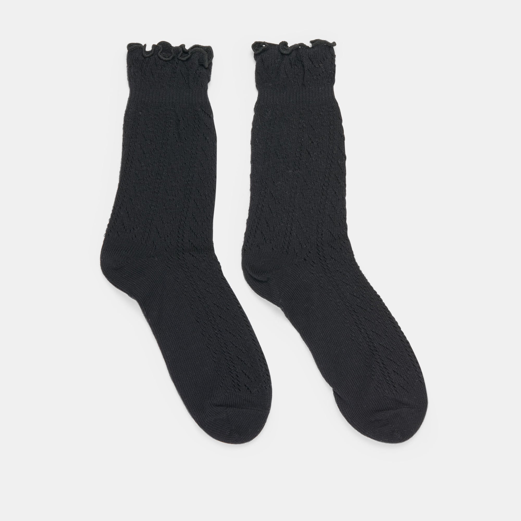 Pointelle Knit Socks for Women - Soft Breathable Black Ankle Socks | Perfect for Casual Wear, Office, and Everyday Comfort