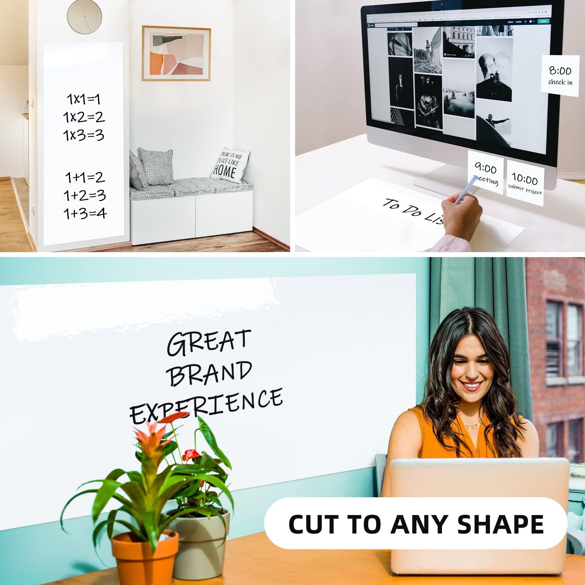 T&W SAME FILM Whiteboard Sticker for Wall - Self Adhesive Dry Erase Board Paper with 1 Marker - 17.3