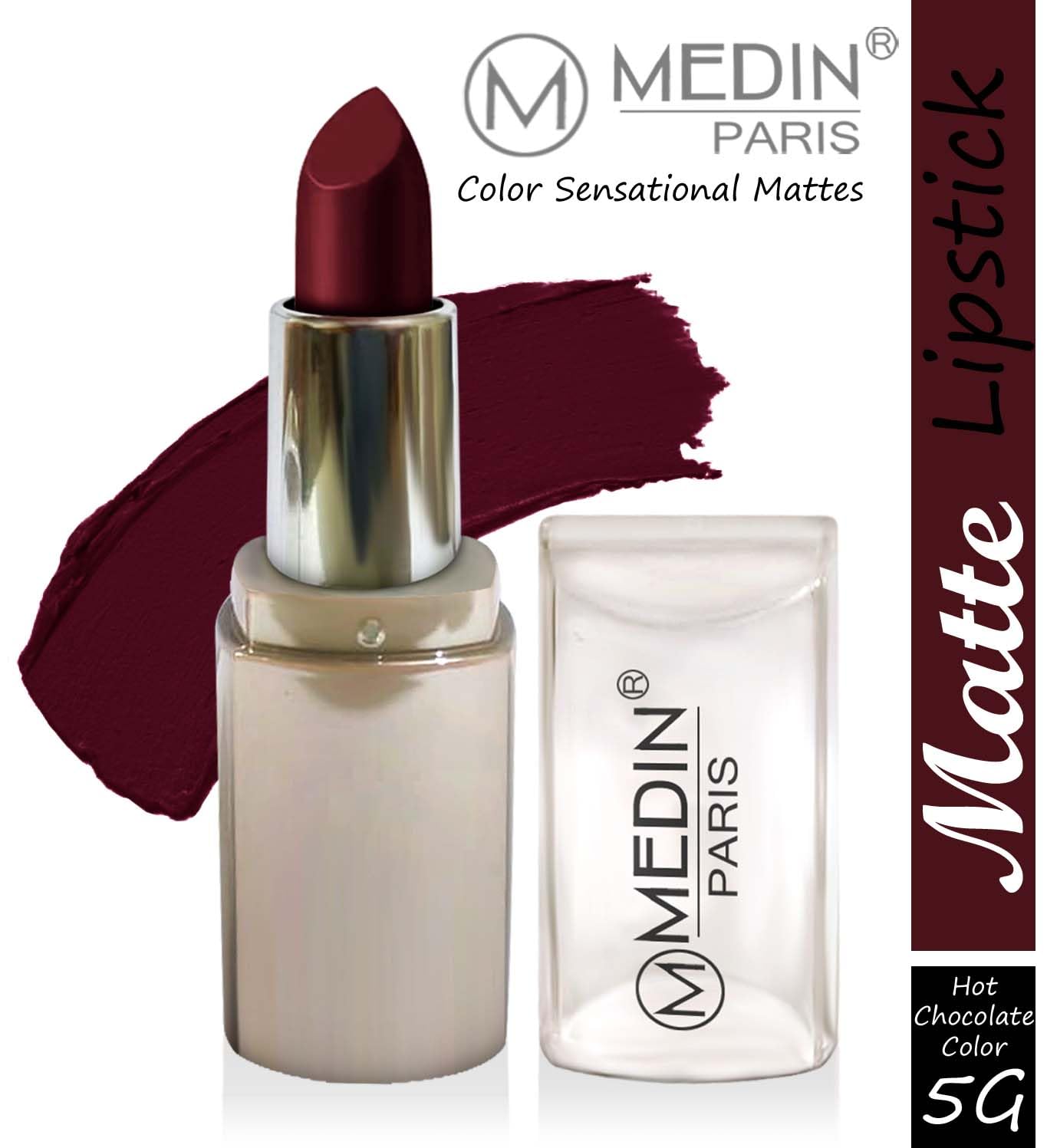 Medin Paris Matte Lipstick Set of 2 - Long Lasting, Highly Pigmented Lipstick Combo (Hot Chocolate & Purple Shades) for Everyday Wear, Date Night & Special Occasions