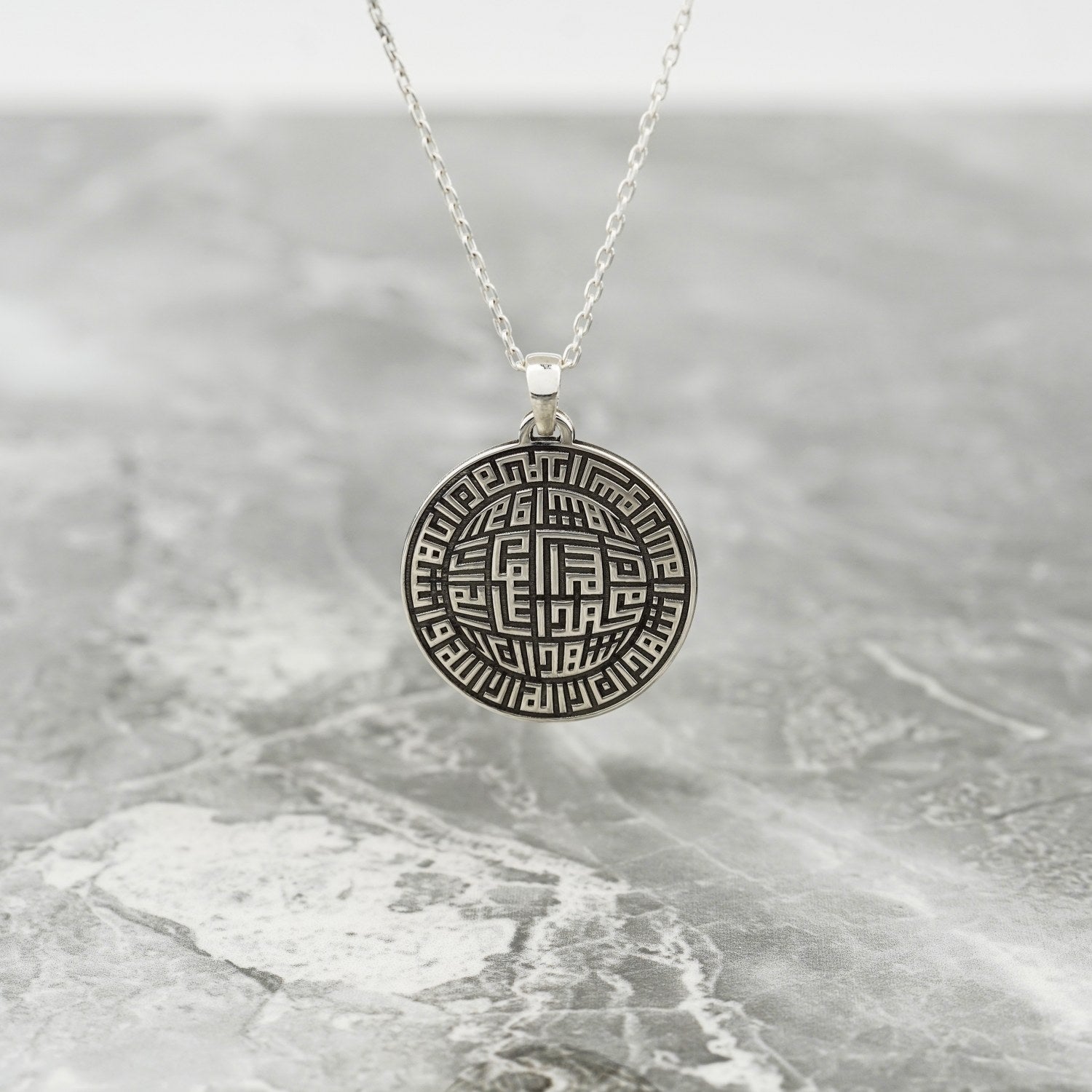 Kalima Shahada Kufic Islamic Necklace - 18K Gold Plated Sterling Silver Pendant - Muslim Prayer Jewelry for Men & Women - Perfect for Eid, Ramadan & Daily Wear