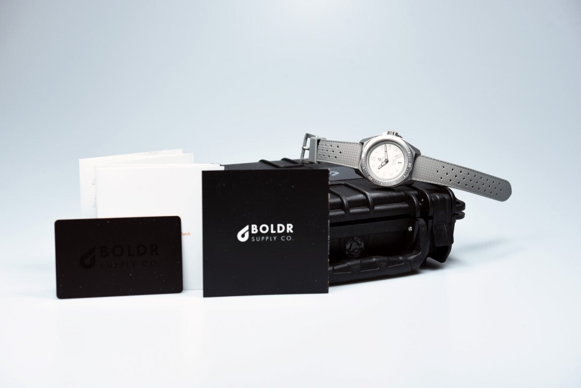 BOLDR Odyssey Freediver Frost White Diver Watch - Pre-Owned Luxury Timepiece for Men, Perfect for Scuba Diving, Snorkeling & Water Sports