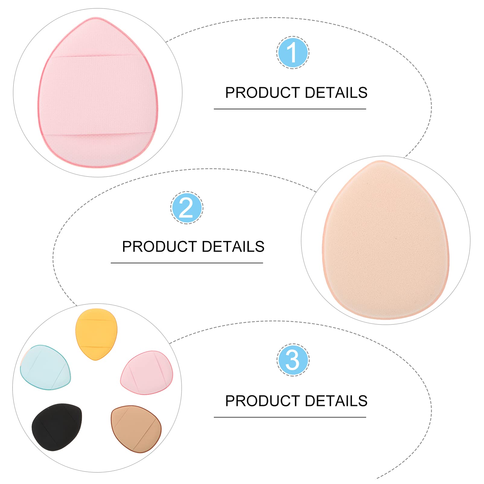 FRCOLOR 2 Sets 5pcs Makeup Sponges - Egg & Wedge Shape Blending Sponge for Foundation, Concealer & Powder | Hydrophilic Polyurethane Beauty Sponge Puffs | Perfect for Daily Makeup, Travel & Professional Use