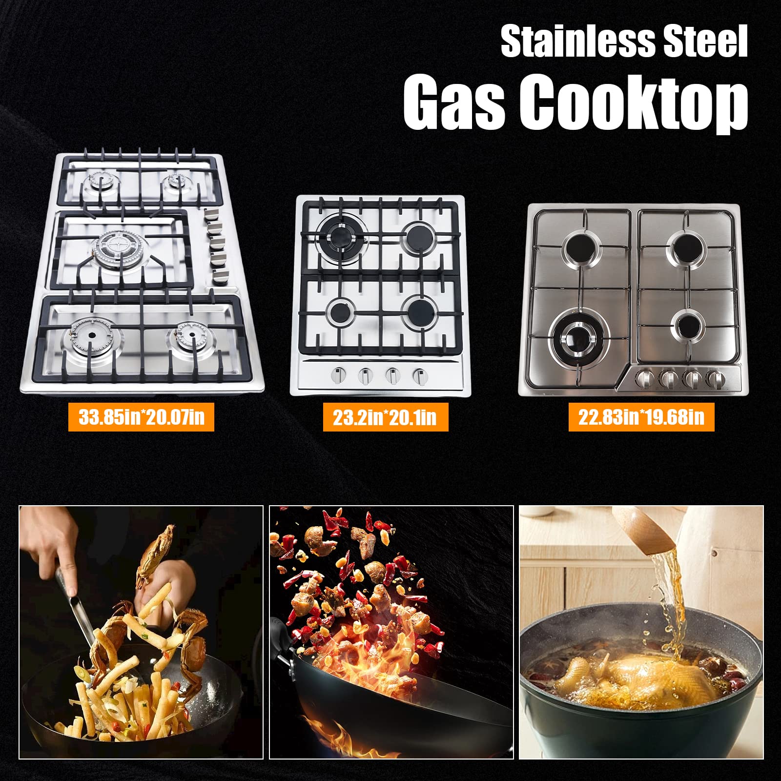 5 Burner Built-in Gas Stove Cooktop with Flameout Protection - Stainless Steel NG/LPG Compatible for RV & Home Kitchen - Perfect for Camping, Cooking & Outdoor Adventures