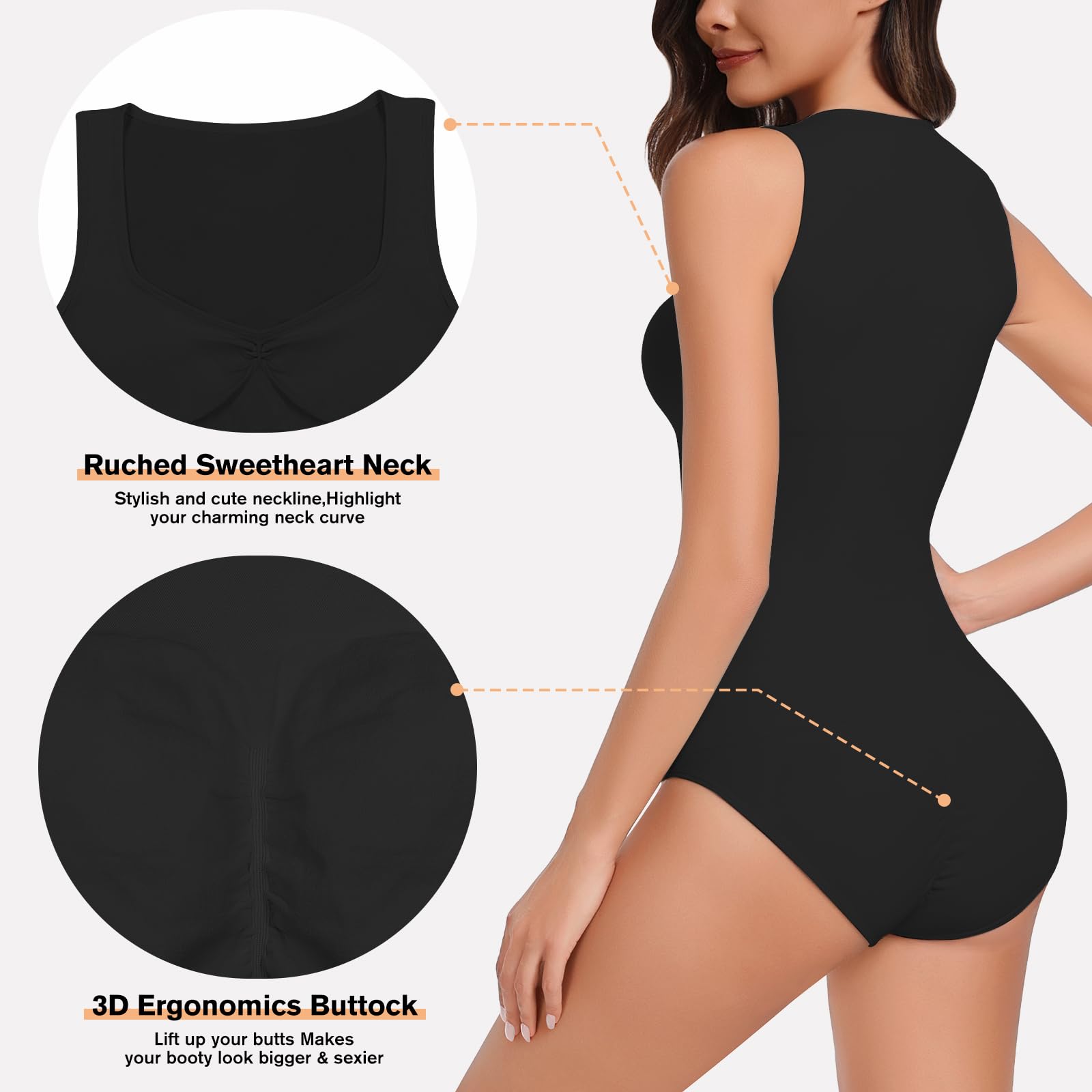 Women's Shapewear Bodysuit - Tummy Control & Butt Lifting Seamless Body Shaper with Ruched Sweetheart Neck | Perfect for Everyday Wear, Special Occasions & Postpartum Recovery