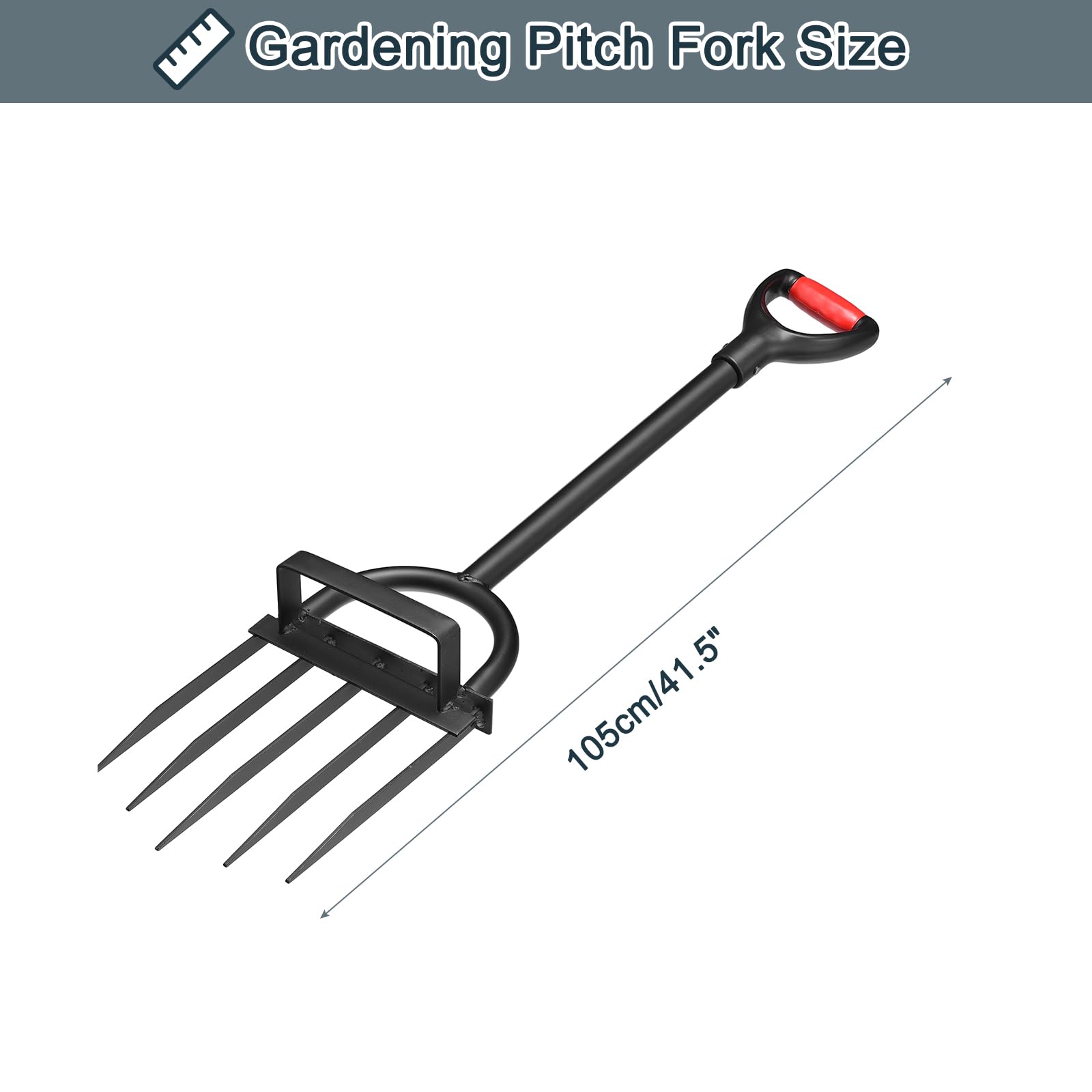 uxcell 5-Tine Gardening Pitch Fork - 41.5