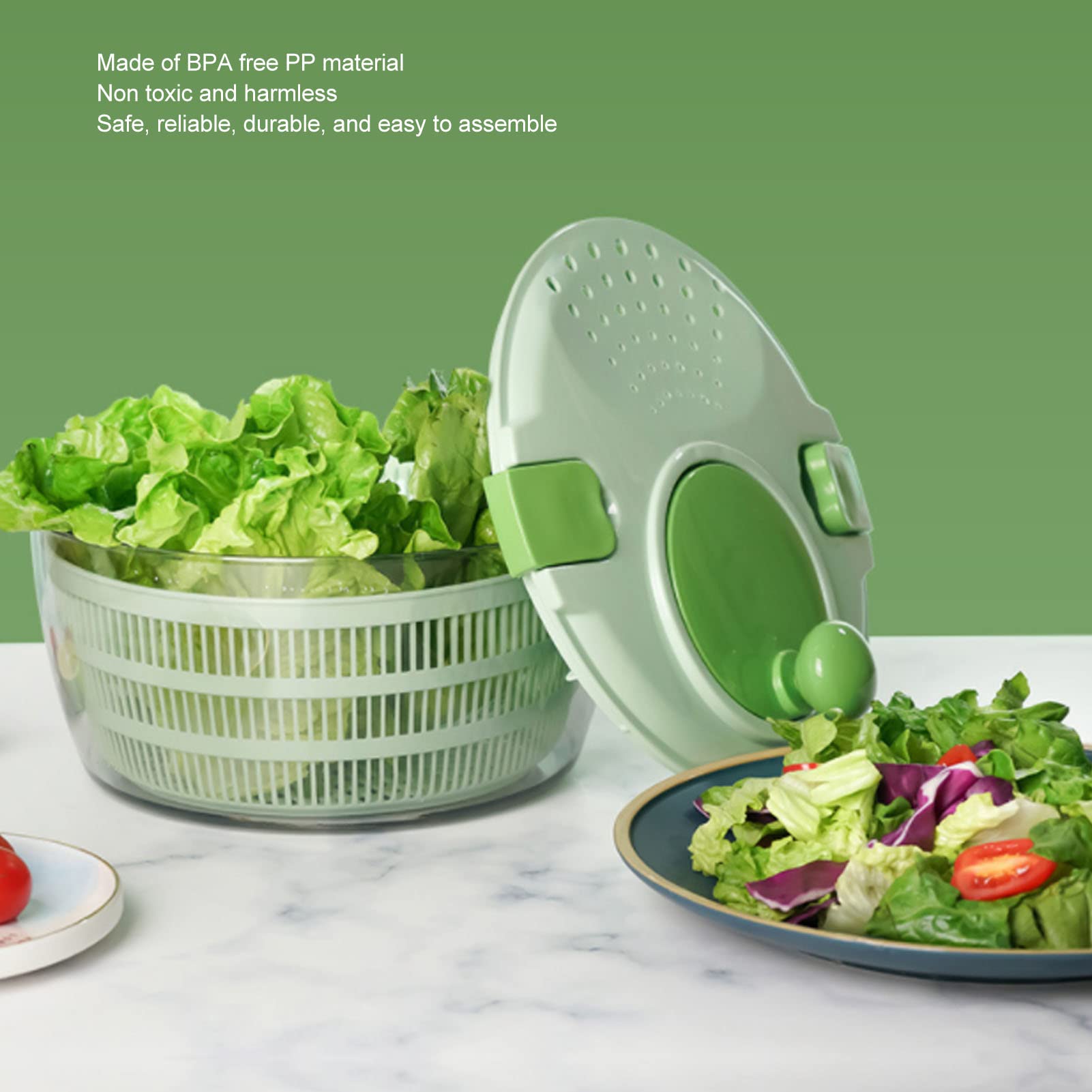 3.6 Qt Large Salad Spinner with Secure Lid Lock & Ergonomic Handle - BPA-Free Vegetable & Fruit Dryer for Greens, Herbs, Berries - Perfect for Kitchen Prep, Healthy Eating & Meal Prepping