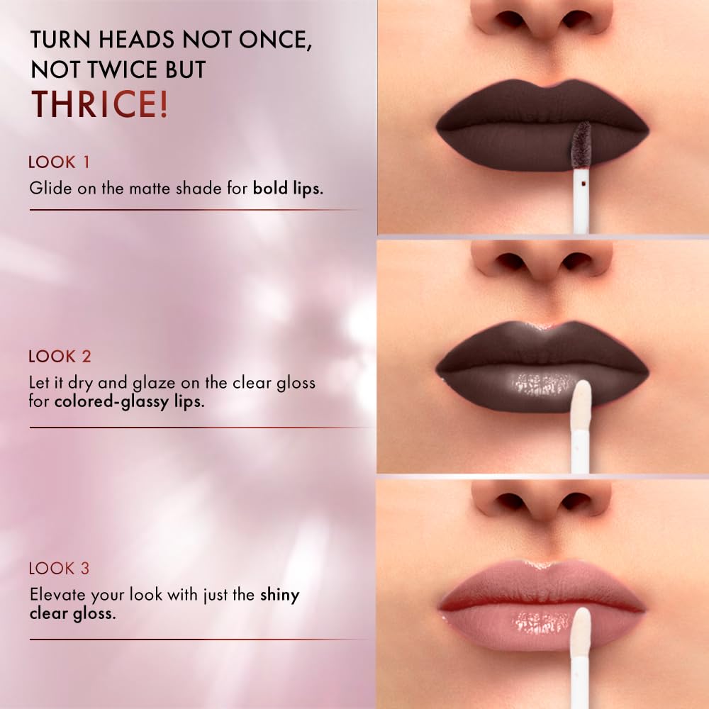 LAKMÉ 9 To 5 Matte To Glass Liquid Lipstick - Long Lasting Matte & Glossy Finish Lip Color for Day & Night Wear - Perfect for Office, Parties & Special Occasions