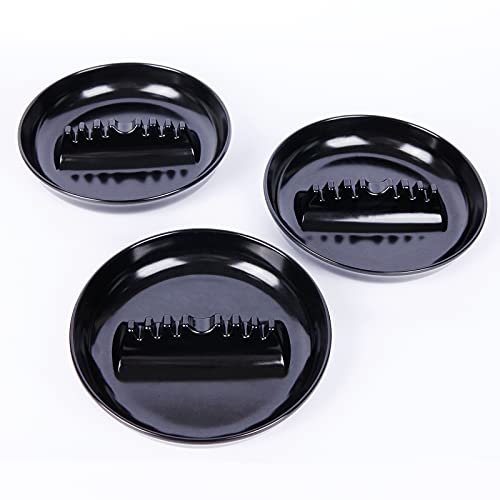 BESUPERT Premium Plastic Ashtray & Trash Can Set - 3 Pack Round Black Large Size for Indoor & Outdoor Use - Perfect for Home, Office, Patio, Restaurant, Bar & Hotel Smoking Areas