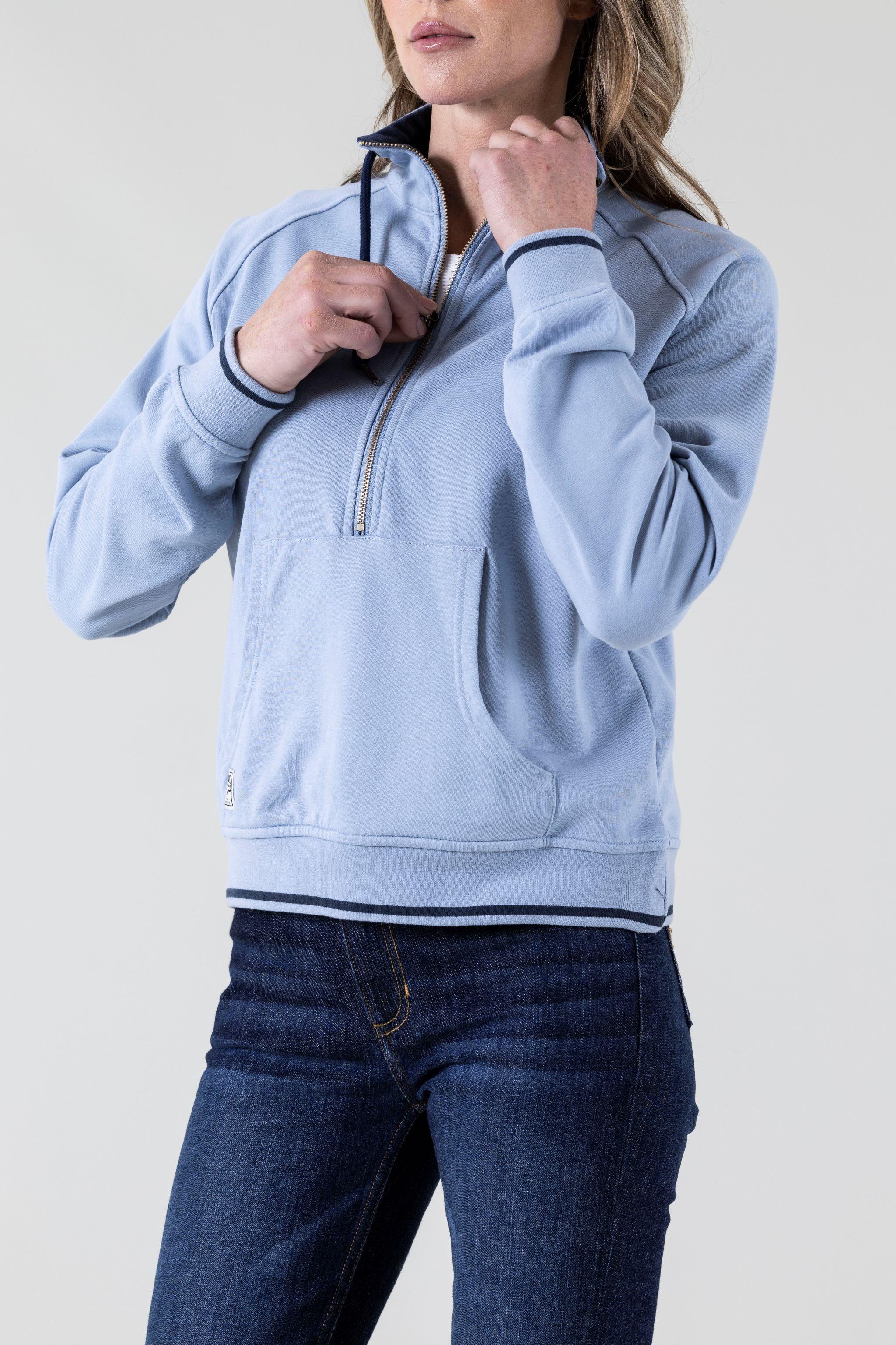 Mabeline Cropped Qz Sweatshirt - Women's Casual Pullover Hoodie for Fall & Winter | Cozy Streetwear for Everyday Wear, Gym, and Lounge