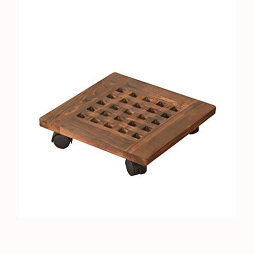 CHYSP Wooden Flower Pot Stand with Removable Tray & Wheels - Mobile Plant Trolley for Indoor/Outdoor Garden, Home Decor & Plant Display