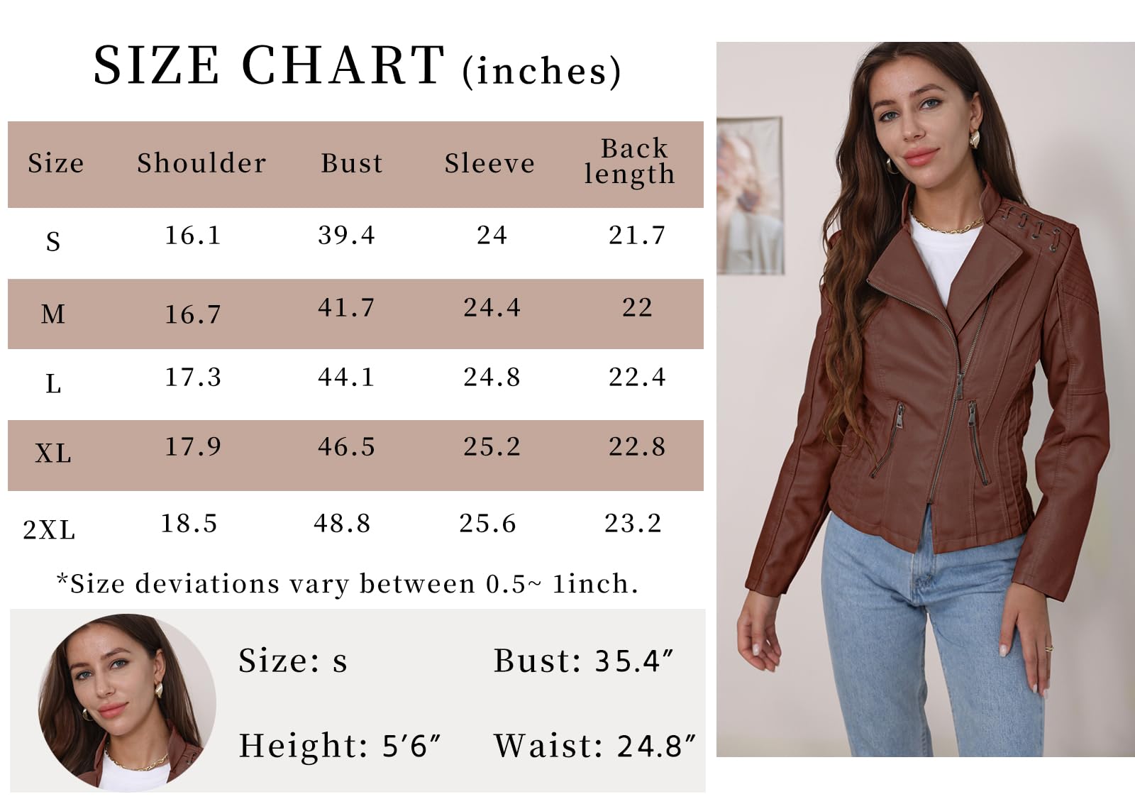 FWAY Women's Faux Leather Jacket - Moto Biker Zipper Short Outerwear for Winter with Shearling Lining | Stylish Cardigan Jacket for Casual Wear, Night Out & Motorcycle Riding