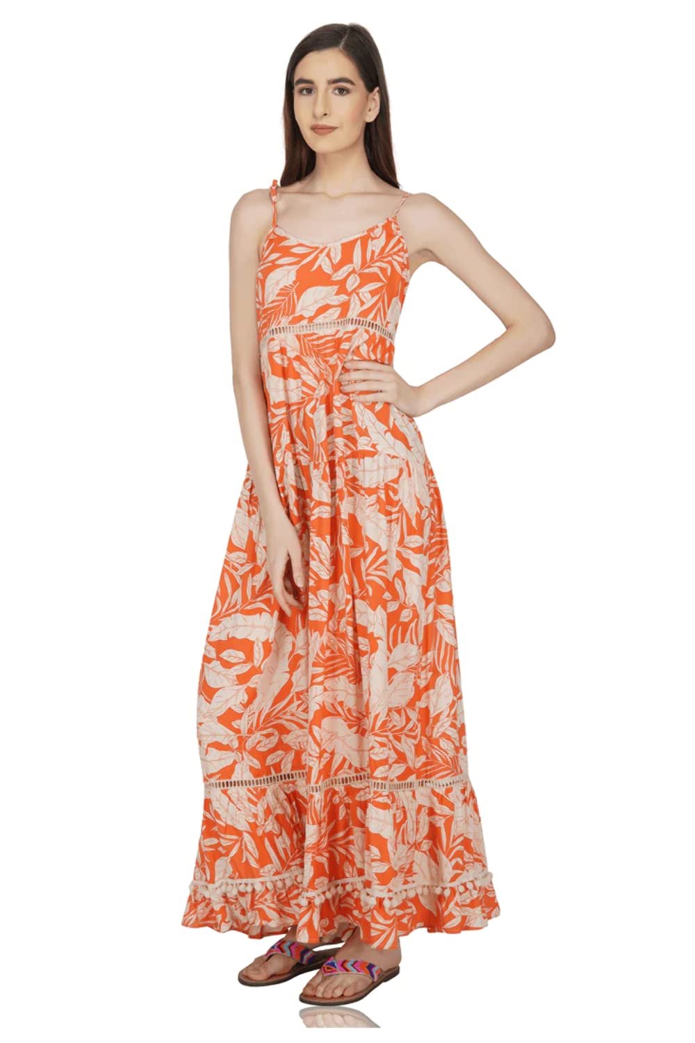 America and Beyond Maxi Dress in Sunset - Flowy Long Summer Dress for Women | Perfect for Beach Vacations, Parties & Casual Outings