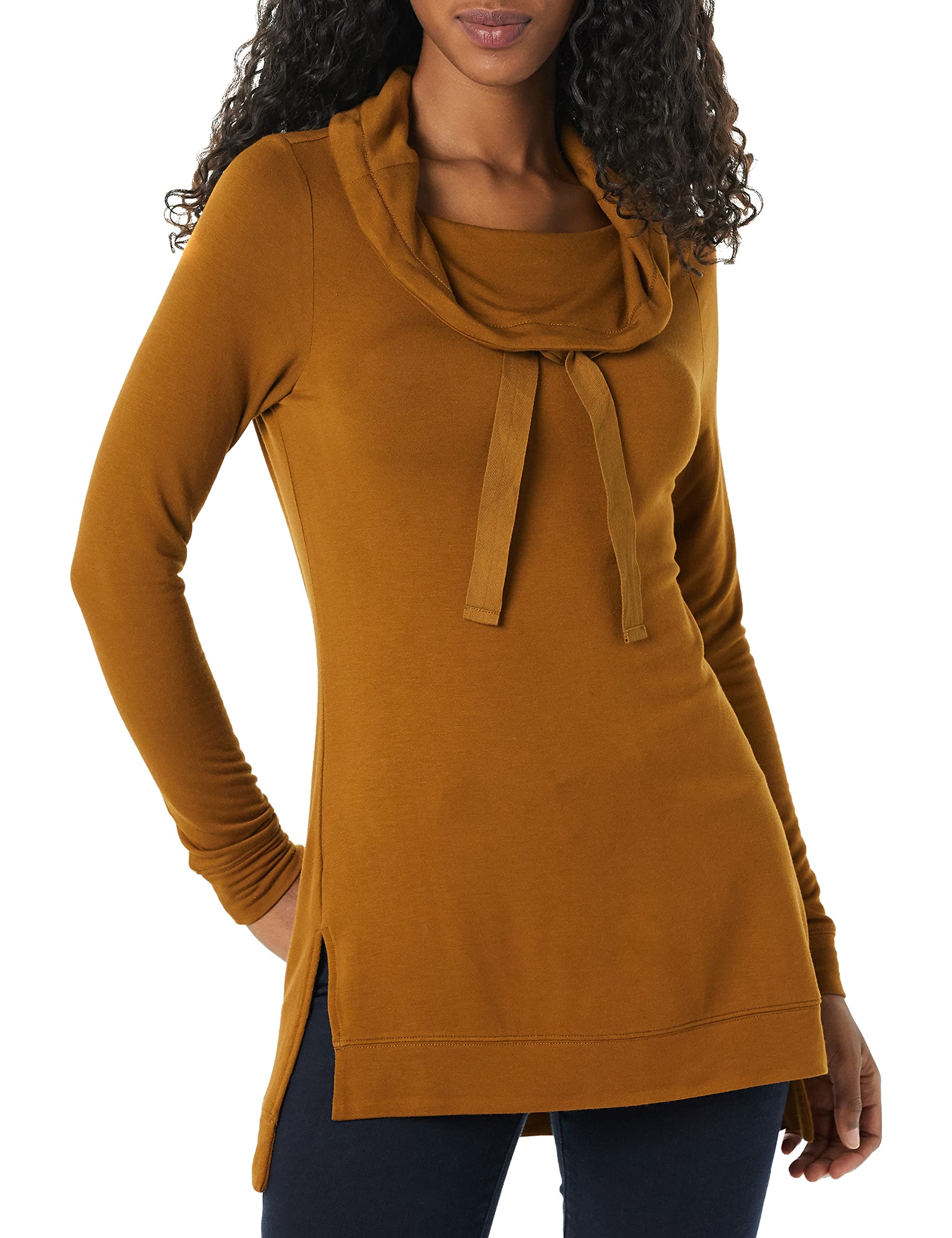 Amazon Essentials Women's Supersoft Terry Long-Sleeve Funnel Neck Tunic - Cozy Casual Loungewear for Home, Yoga & Winter Layering (Previously Daily Ritual)