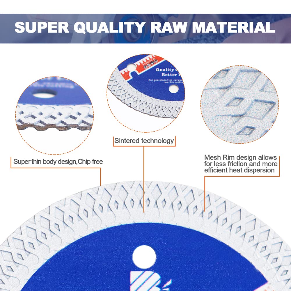 BRSCHNITT 10-Pack 85mm Super Thin Diamond Porcelain Saw Blades - 22.23mm/20mm/16mm Arbor - Angle Grinder Cutting Disc for Dry/Wet Cutting Tile, Ceramic, Marble & Granite | Perfect for Home Renovation & Professional Tile Installation
