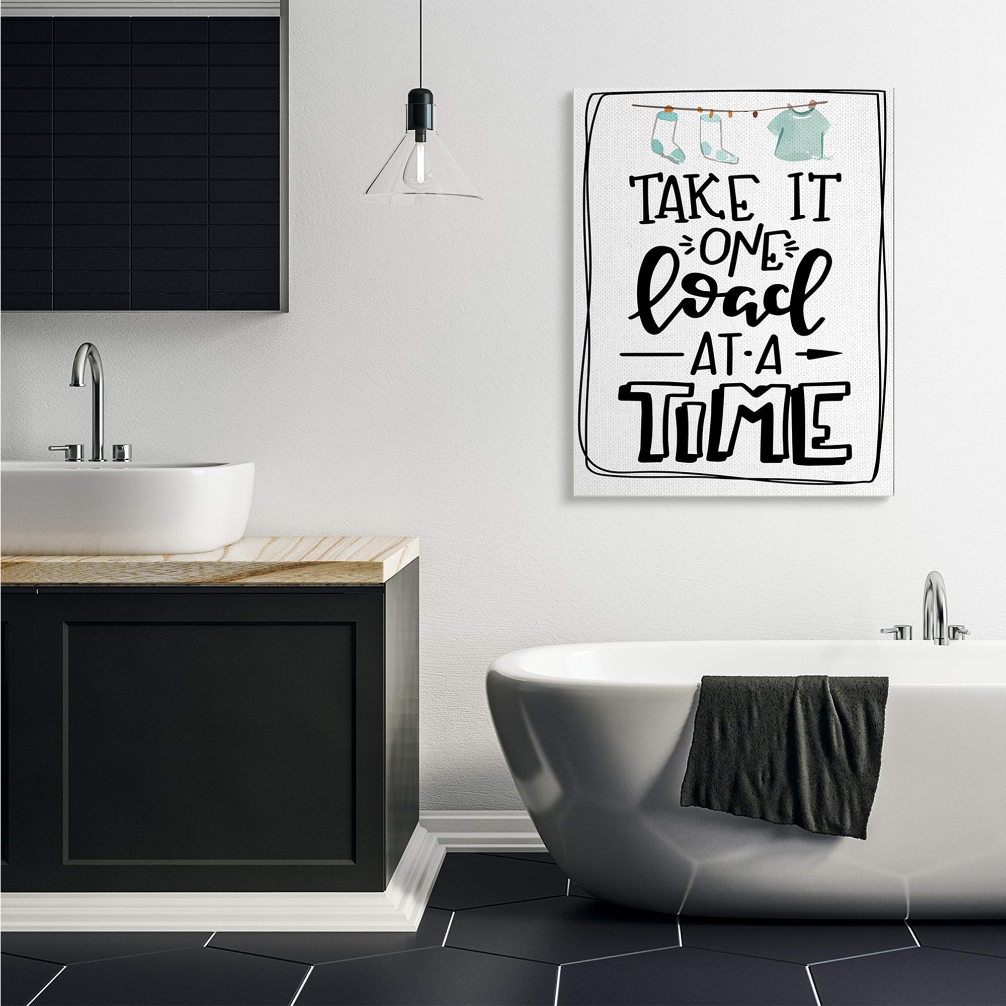 Stupell Industries Funny Laundry Room Sign - 'One Load at A Time' Humorous Clothesline Wall Art - Perfect for Laundry Room Decor & Housewarming Gifts