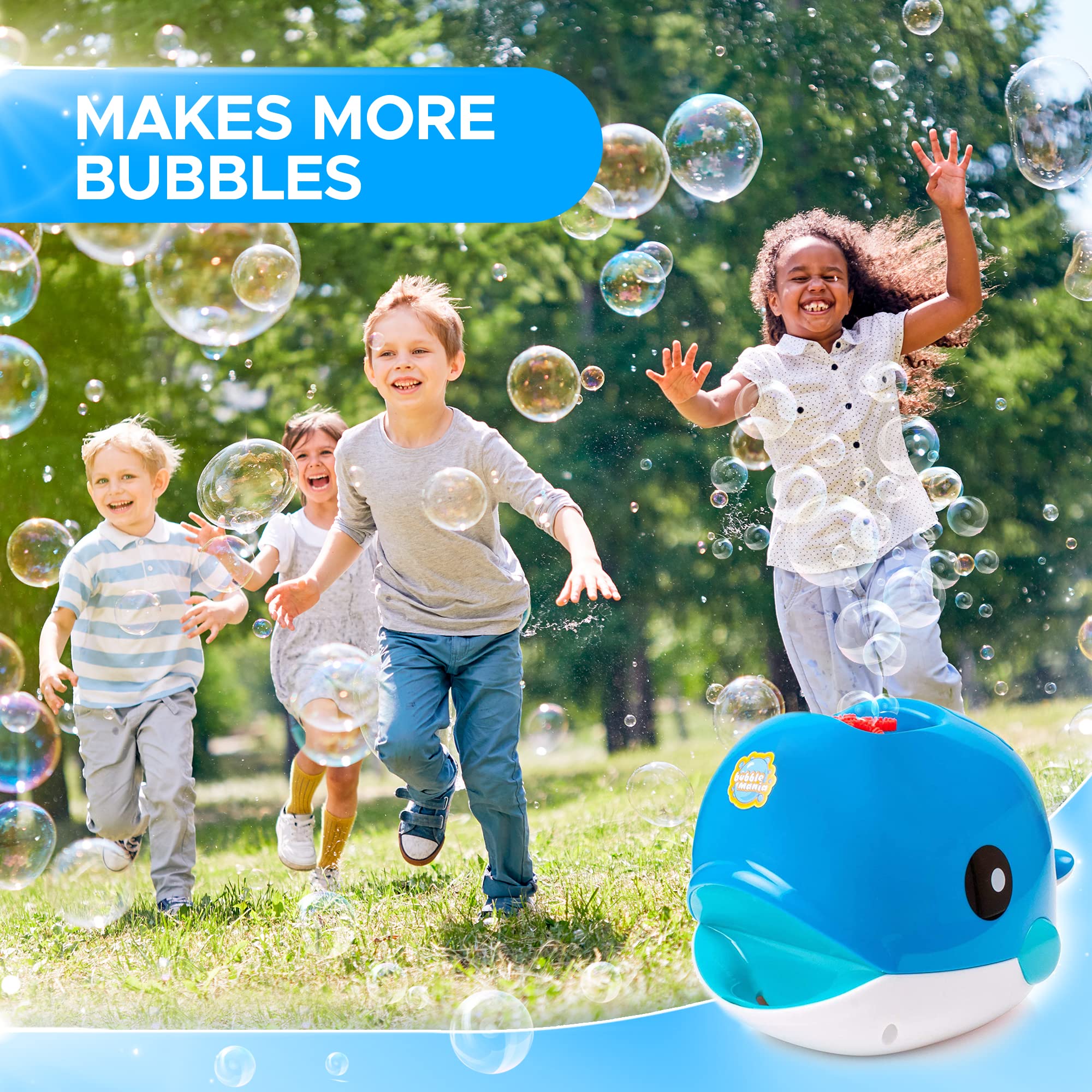 Whale Bubble Blower Machine for Kids - Automatic Bubble Maker with 500+ Bubbles per Minute - Outdoor Party & Backyard Play Toy for Toddlers & Children - Perfect for Birthday, Summer Fun, and Garden Activities
