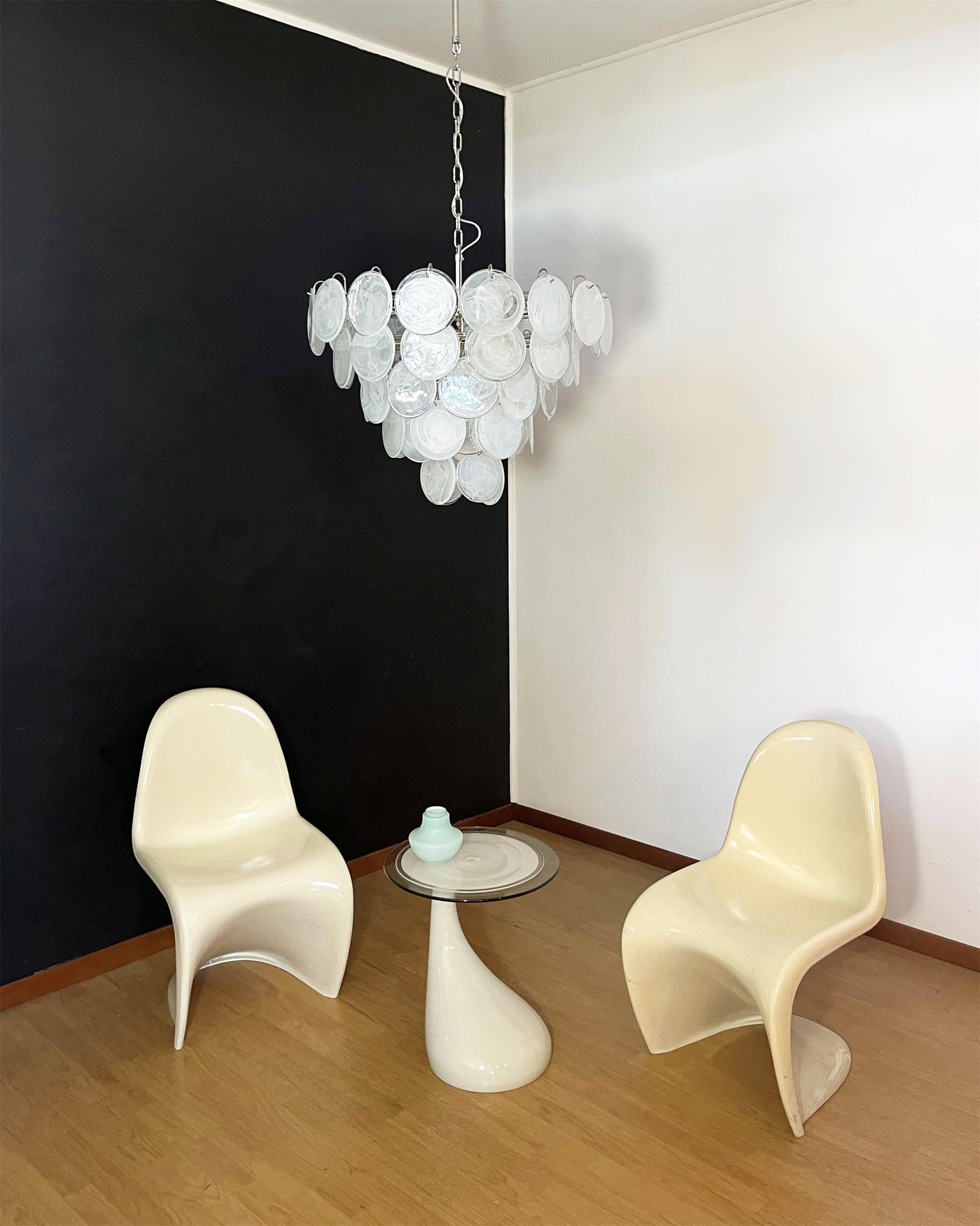 Elegant Camisa Disc Glass Chandelier - Modern Crystal Ceiling Light Fixture for Dining Room, Bedroom, and Living Room Decor