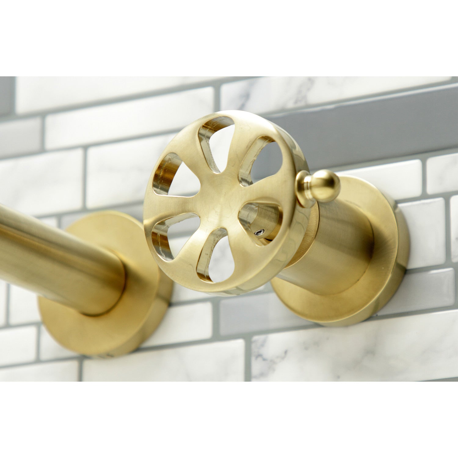 Belknap KS8047RX Brushed Brass Roman Tub Faucet - 2 Handle Wall Mount Bathroom Faucet for Luxury Soaking Tubs | Perfect for Spa Bathrooms & Master Suites