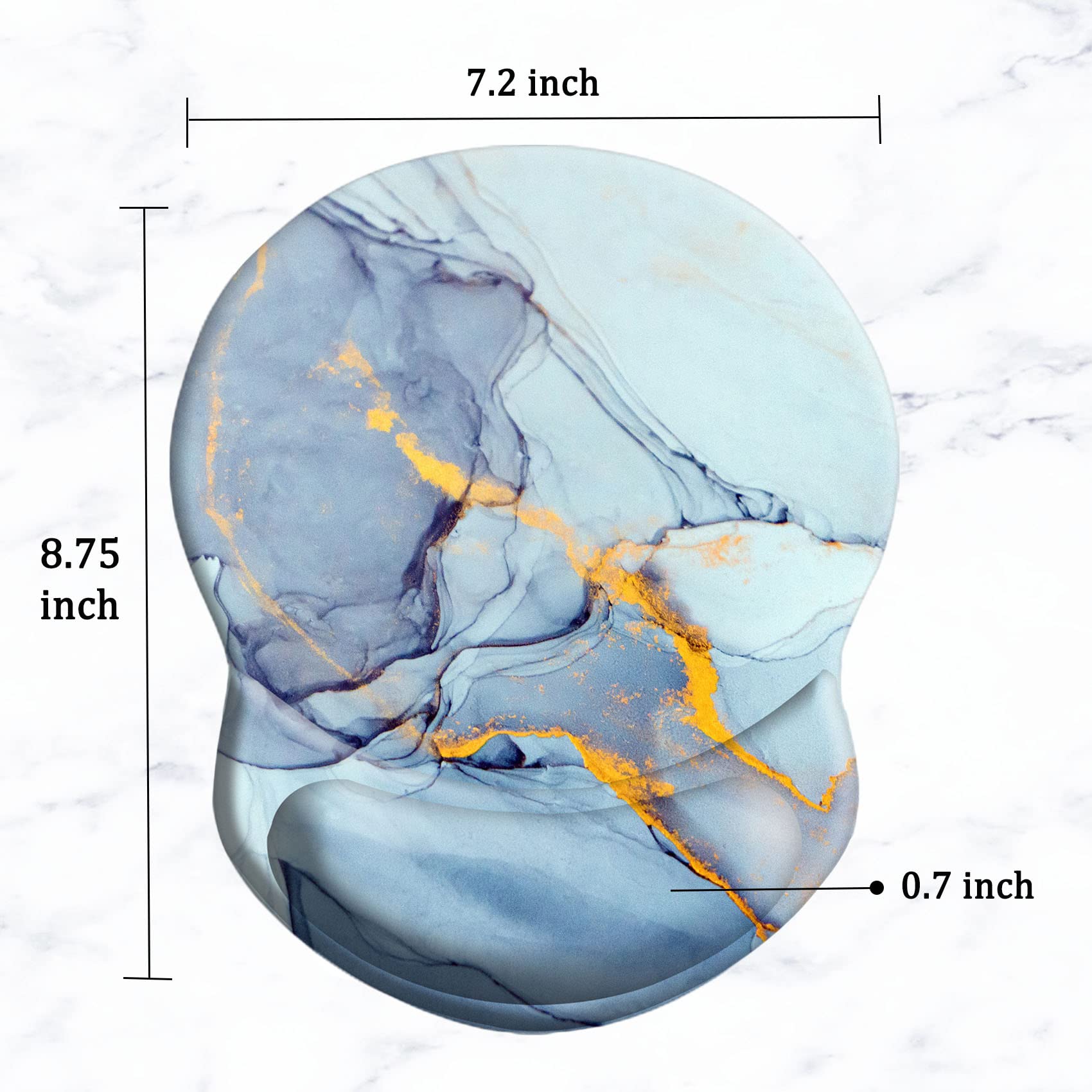 Ergonomic Mouse Pad with Wrist Support - Pain Relief, Non-Slip PU Base for Home Office, Gaming & Studying - Comfortable Computer Mouse Pad (Light Blue Marble) | Perfect for Long Work Hours, PC Gaming & Typing