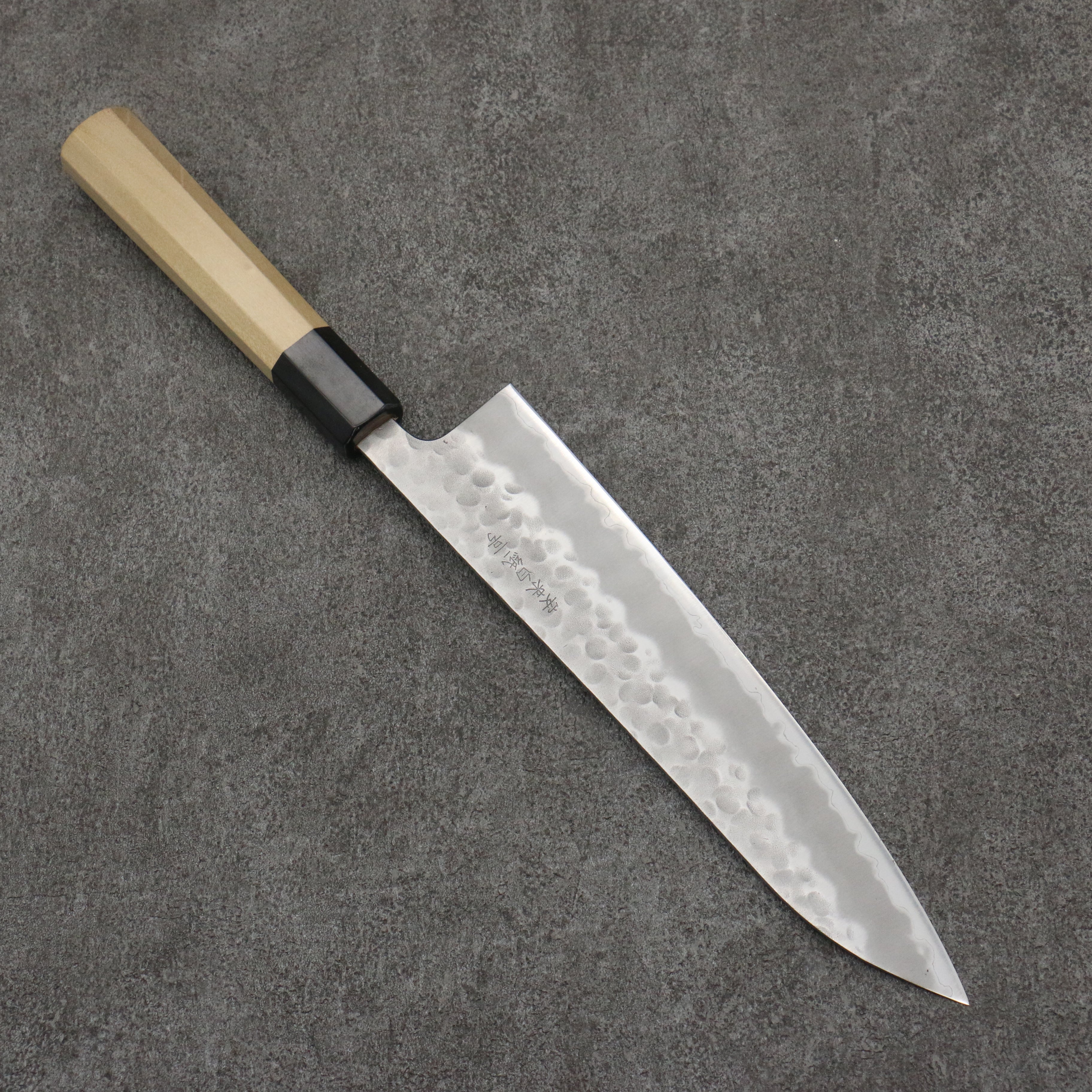 Premium OUL White Steel No.2 Hammered Gyuto Chef Knife 210mm - Japanese Magnolia Wood Handle - Perfect for Sushi, Meat Slicing & Professional Kitchen Use