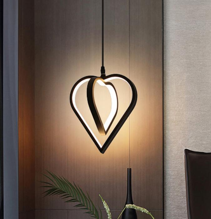 Heart-Shaped LED Pendant Light - Romantic Dimmable Hanging Fixture for Bedroom, Dining Room & Home Decor