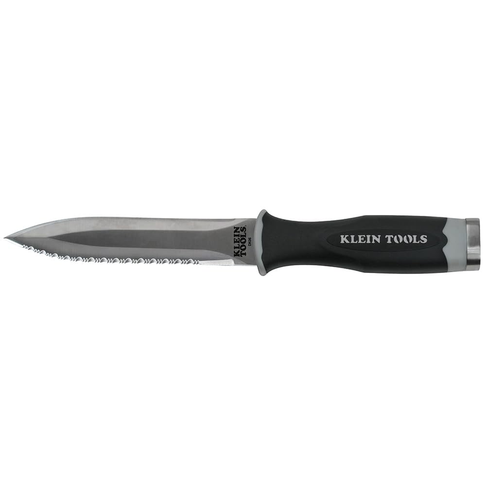 Klein Tools DK06 Serrated Stainless Steel Duct Knife with Sheath - Professional HVAC Knife for Cutting Flexible Duct & Duct Board | Perfect for HVAC Installation, Ductwork Repair & Construction Projects