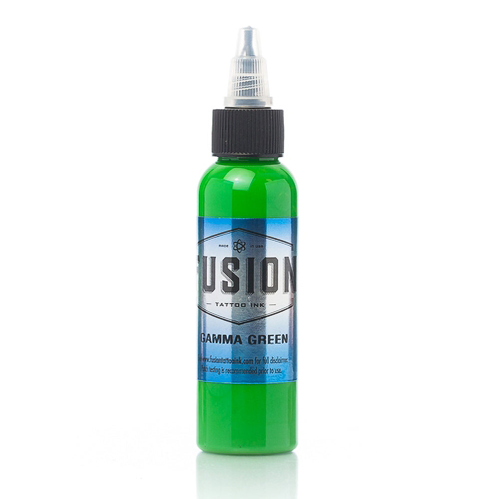 Gamma Green Fusion Tattoo Ink - Professional Tattoo Artist Supplies - 1oz/30ml Bottle - Vegan & Sterile - Perfect for Tattoo Shops, Body Art & Permanent Makeup