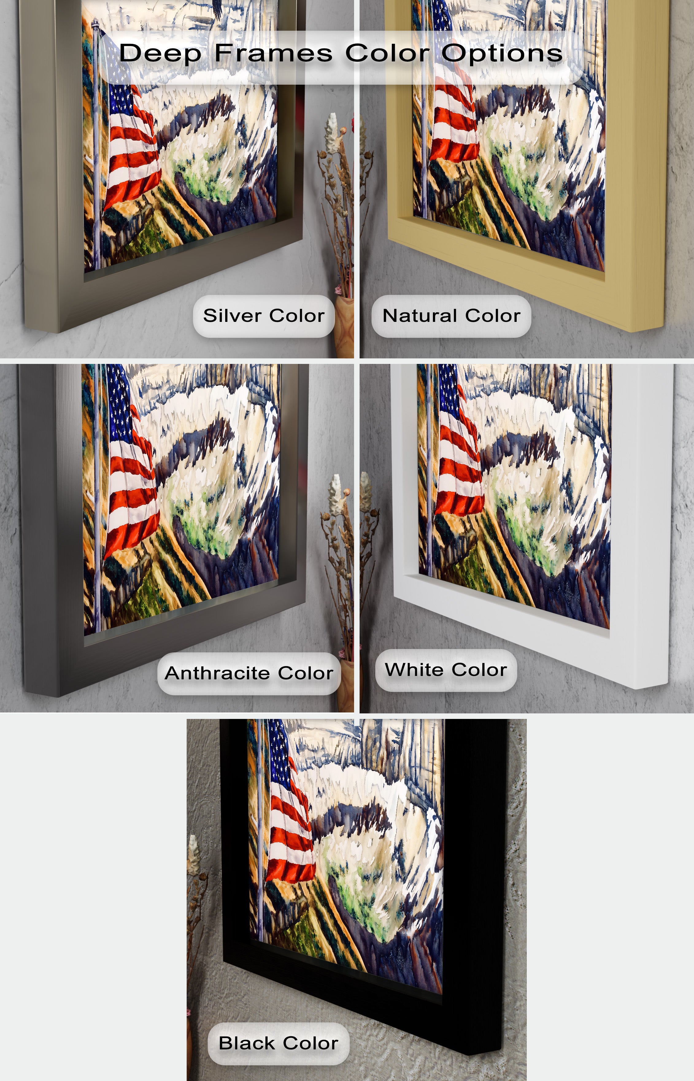 Patriotic Oil Painting of American Flag and Bald Eagle - Perfect for Home Decor, Office Wall Art & Gift for Independence Day