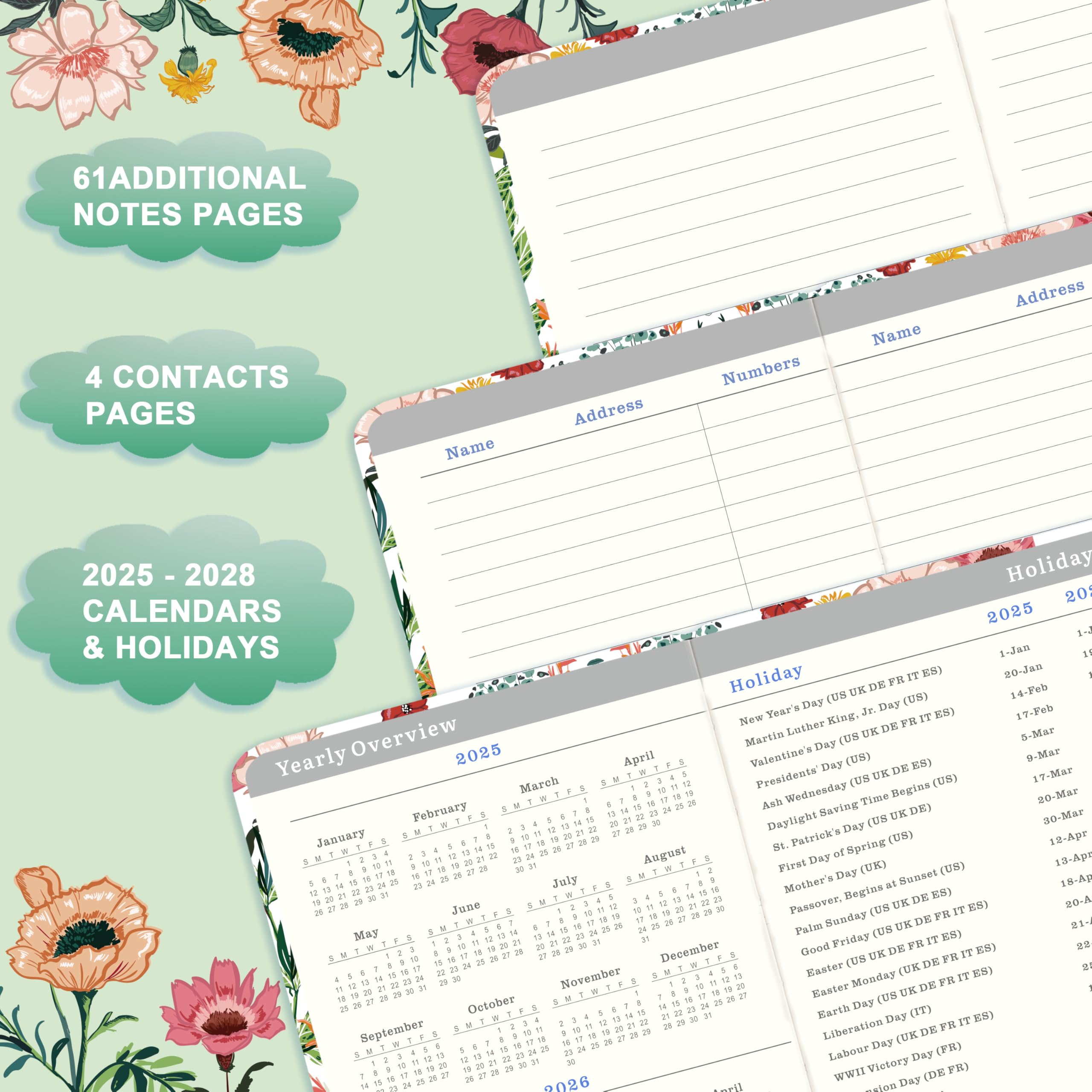 2025-2028 3-Year Monthly Pocket Planner - Small Purse Calendar (3.8