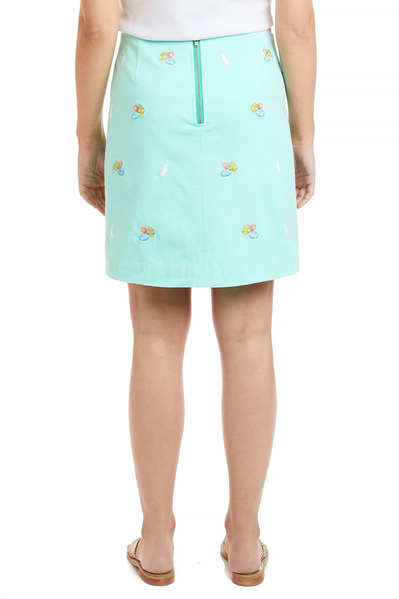 Stretchy Twill Seagrass Skirt with Easter Egg & Bunny Print - Perfect for Spring Outfits, Easter Celebrations & Casual Wear