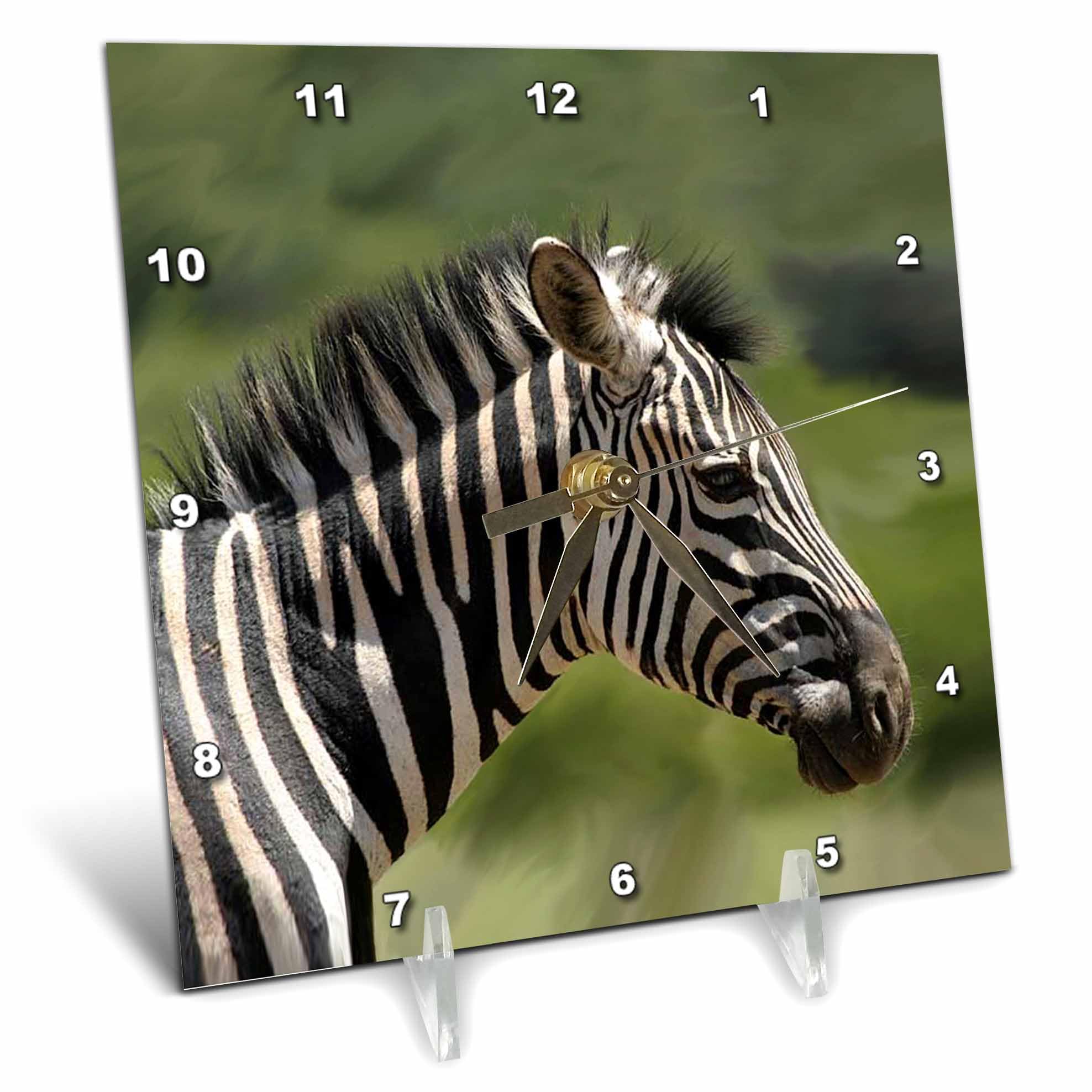 3D Rose Zebra Print Desk Clock - 6 x 6 Inches Stylish Home Office Decor | Perfect for Modern Workspaces, Bedrooms & Gift Ideas