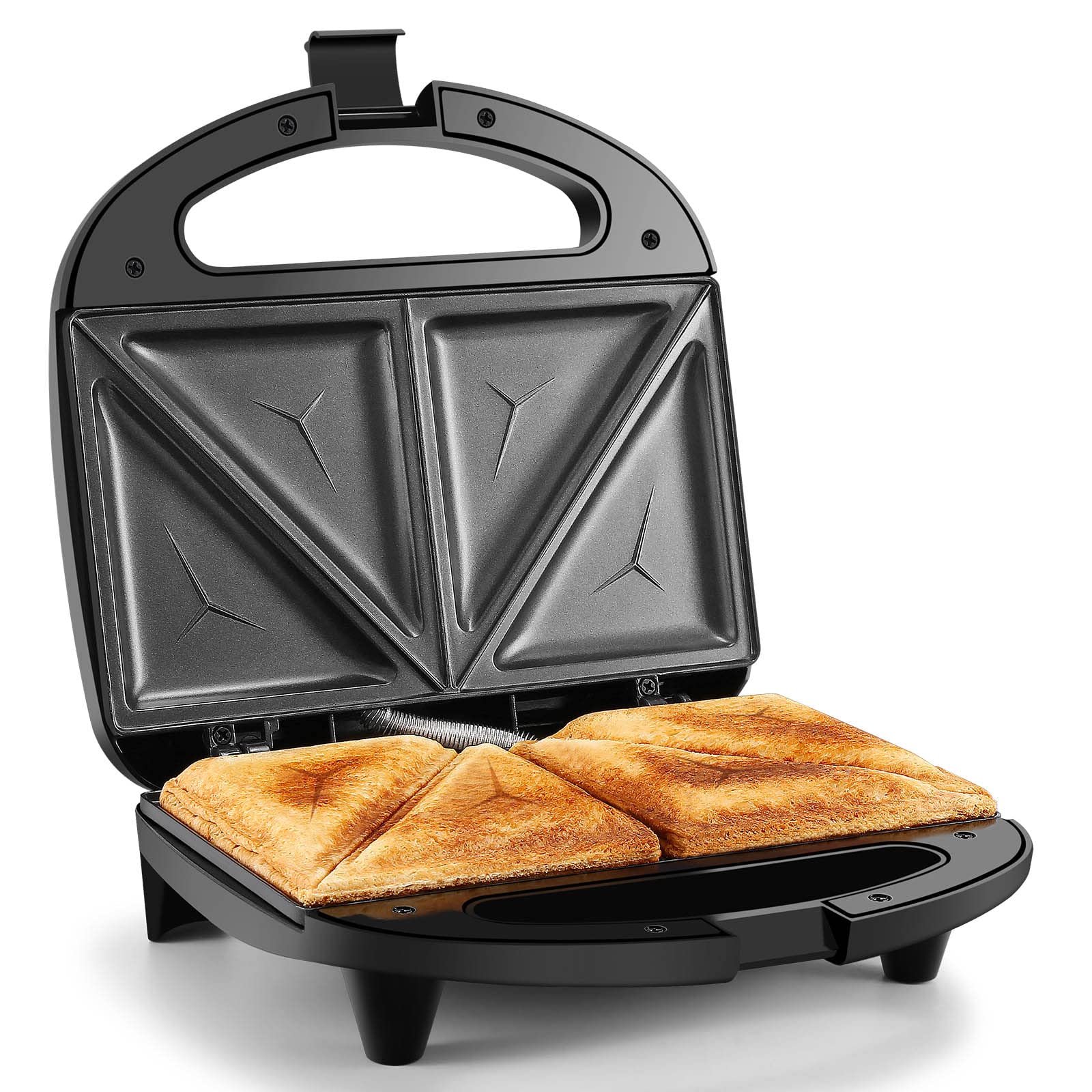 OSTBA 3-in-1 Sandwich Maker, Panini Press & Toaster - Non-Stick Plates, LED Indicator, Cool-Touch Handle - Perfect for Breakfast, Lunch & Quick Snacks (Black)