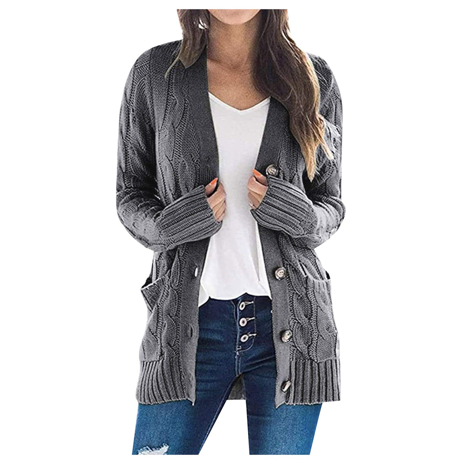 SLENDIPLUS Women's Boho Patchwork Cardigan - Long Sleeve Open Front Knit Sweater with Pockets | Cozy Oversized Sweater Coat for Fall & Winter | Perfect for Layering, Office Wear & Casual Outfits