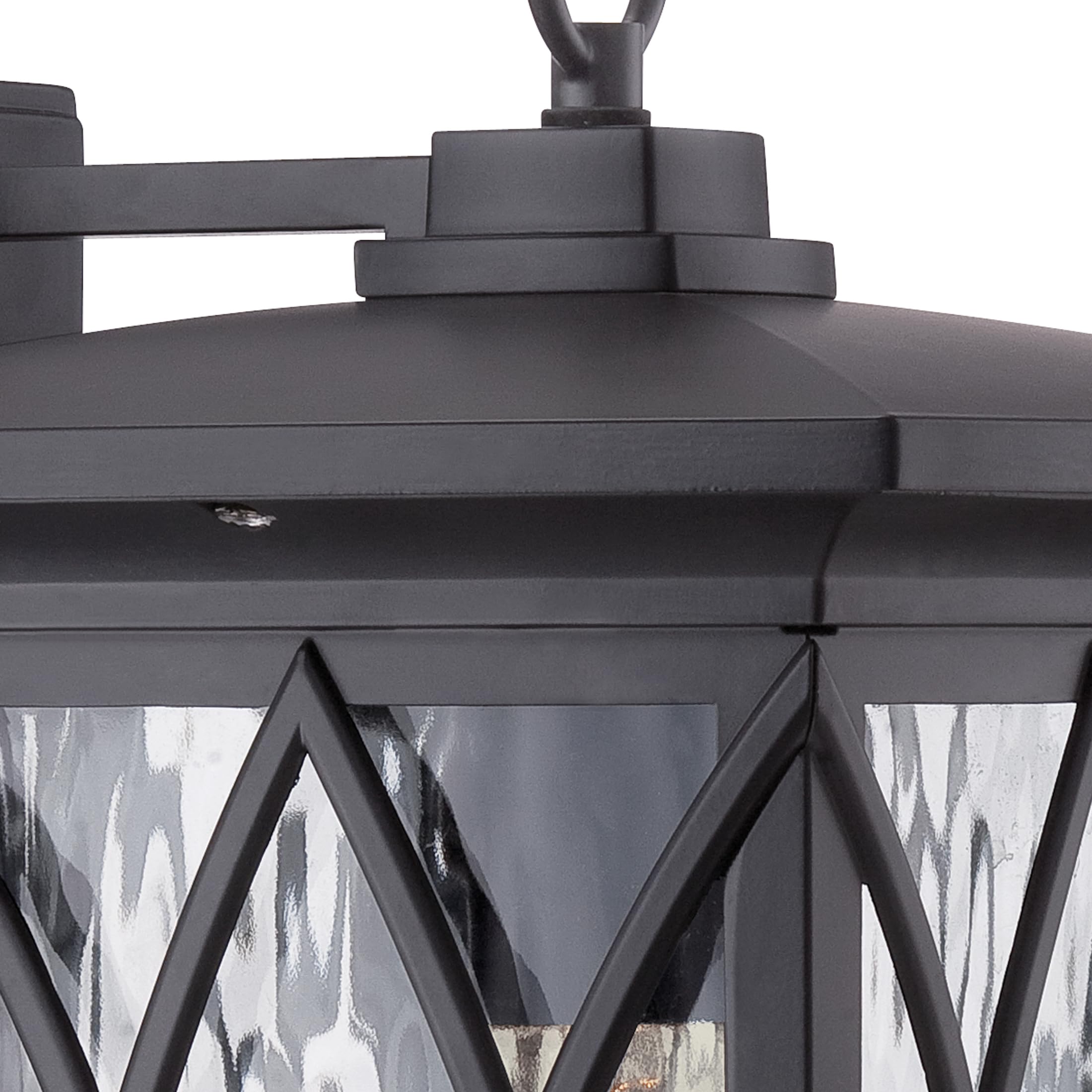 Quoizel Grover 1-Light Mystic Black Outdoor Lantern Lamp with Clear Water Glass Panels - Durable Aluminum Construction Standing Light for Porch, Garden & Patio Lighting