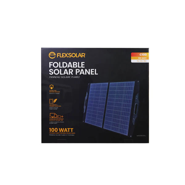 FlexSolar C100 100W 19.8V Foldable Solar Panel Charger - Portable Power Station for Camping, Hiking, RV & Outdoor Adventures