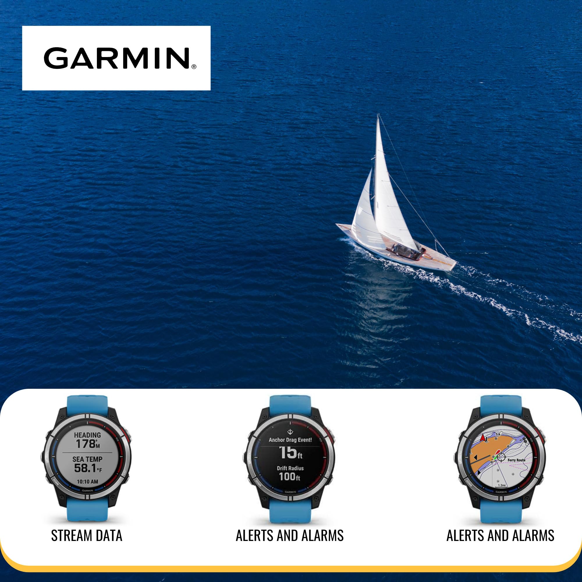 Garmin quatix 7 Standard Edition Marine GPS Smartwatch Bundle with Portable Charger Stand & Camera - Waterproof Multisport Watch for Boating, Fishing & Outdoor Adventures (9-Pack Accessories Included)