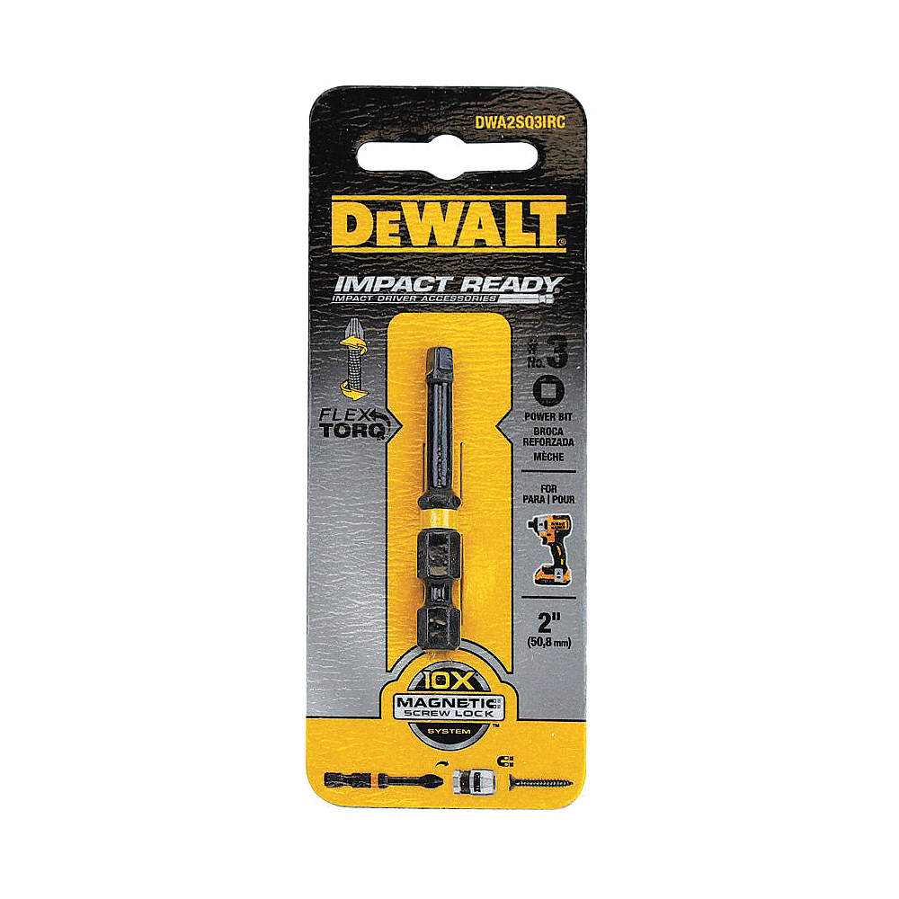 DEWALT No. 3 Square Screwdriver Bit 2-Inch (DWA2SQ3IRC) - Perfect for Woodworking, Furniture Assembly & DIY Projects