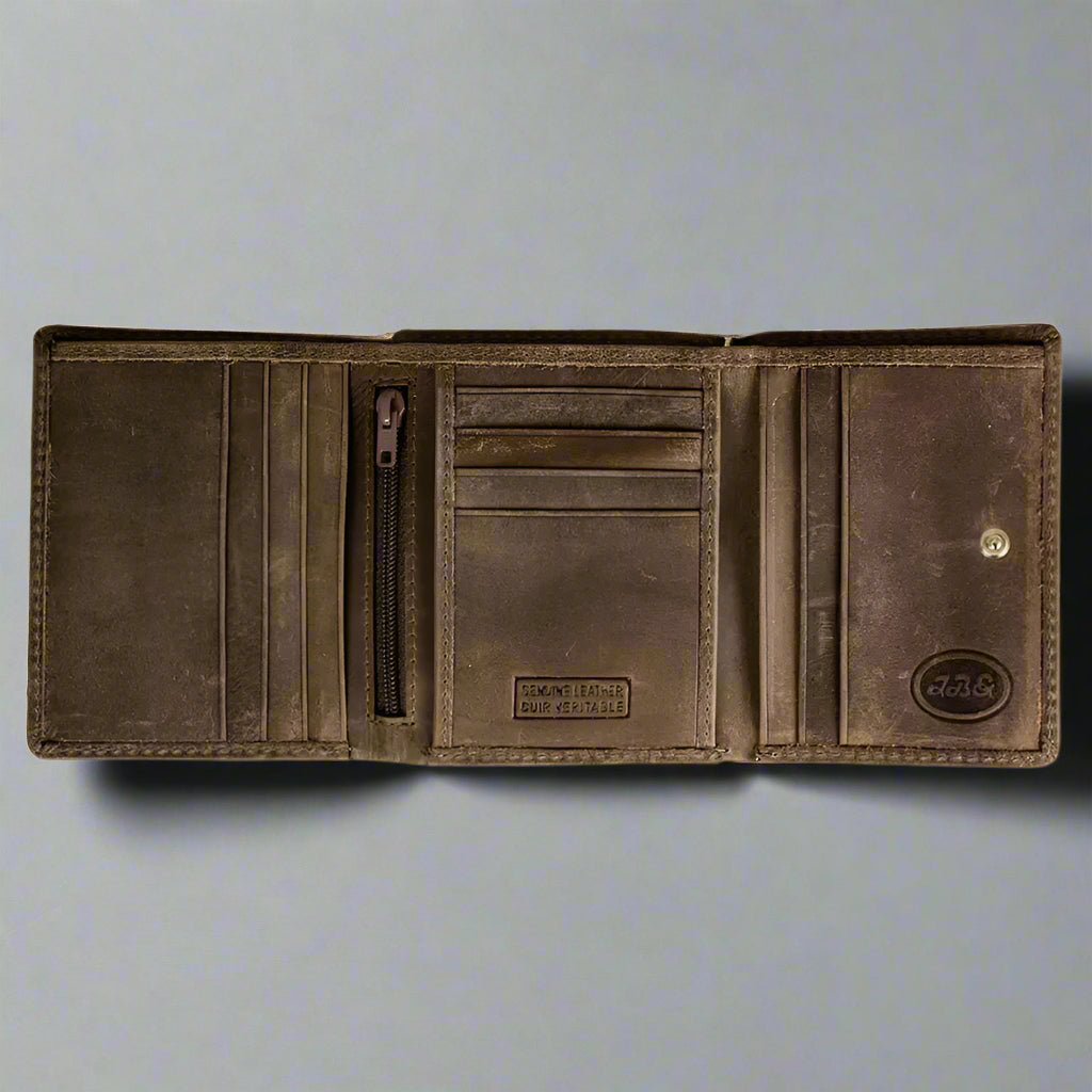 JBG International Men's RFID Blocking Leather Wallet with Chain - Slim Bifold Wallet for Cash & Cards - Perfect for Travel, Business, and Everyday Use