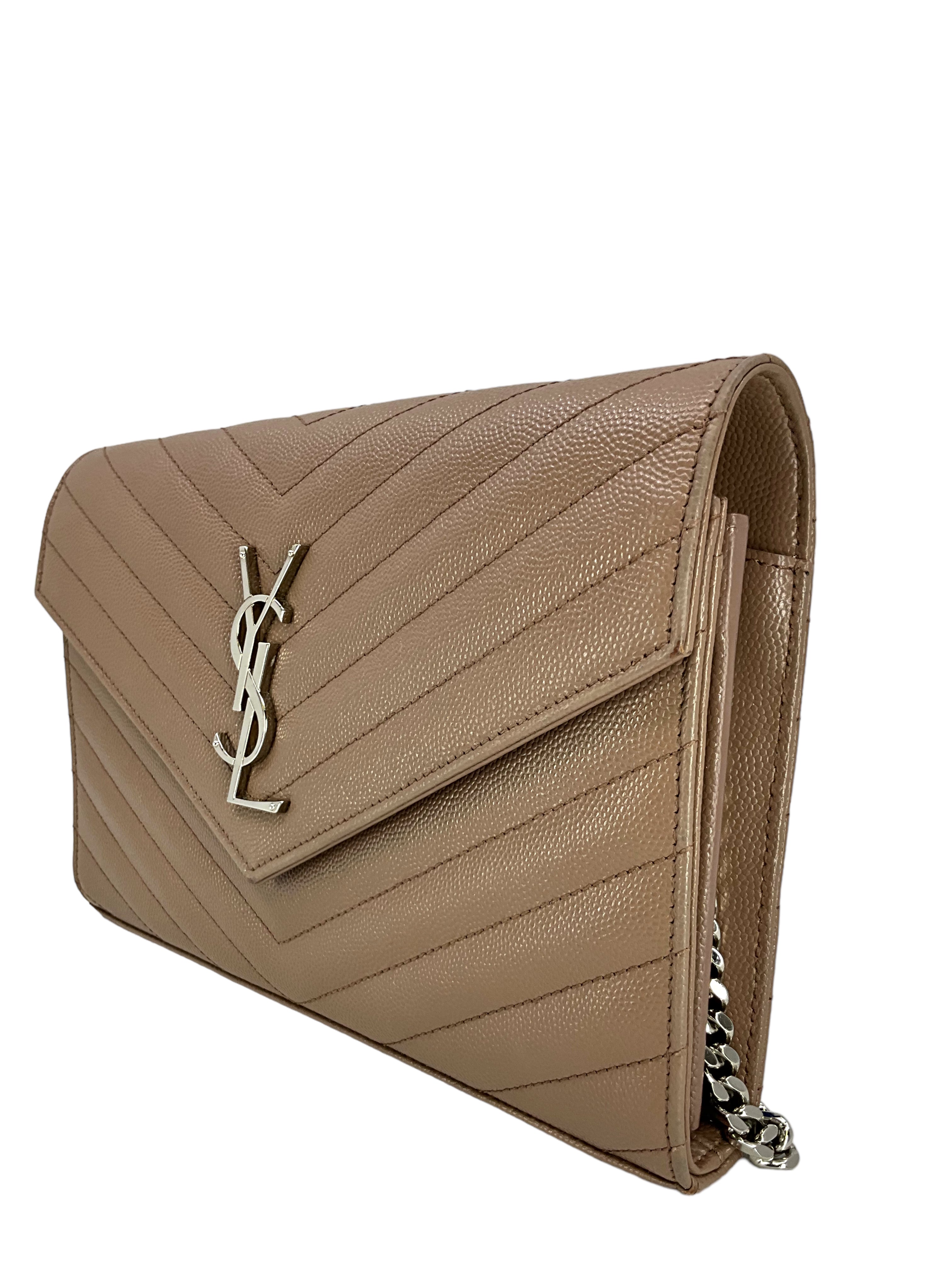 SAINT LAURENT Cassandre Matelasse Envelope Chain Wallet - Luxury Crossbody Bag for Women | Perfect for Evening Parties, Date Nights & Travel Accessories