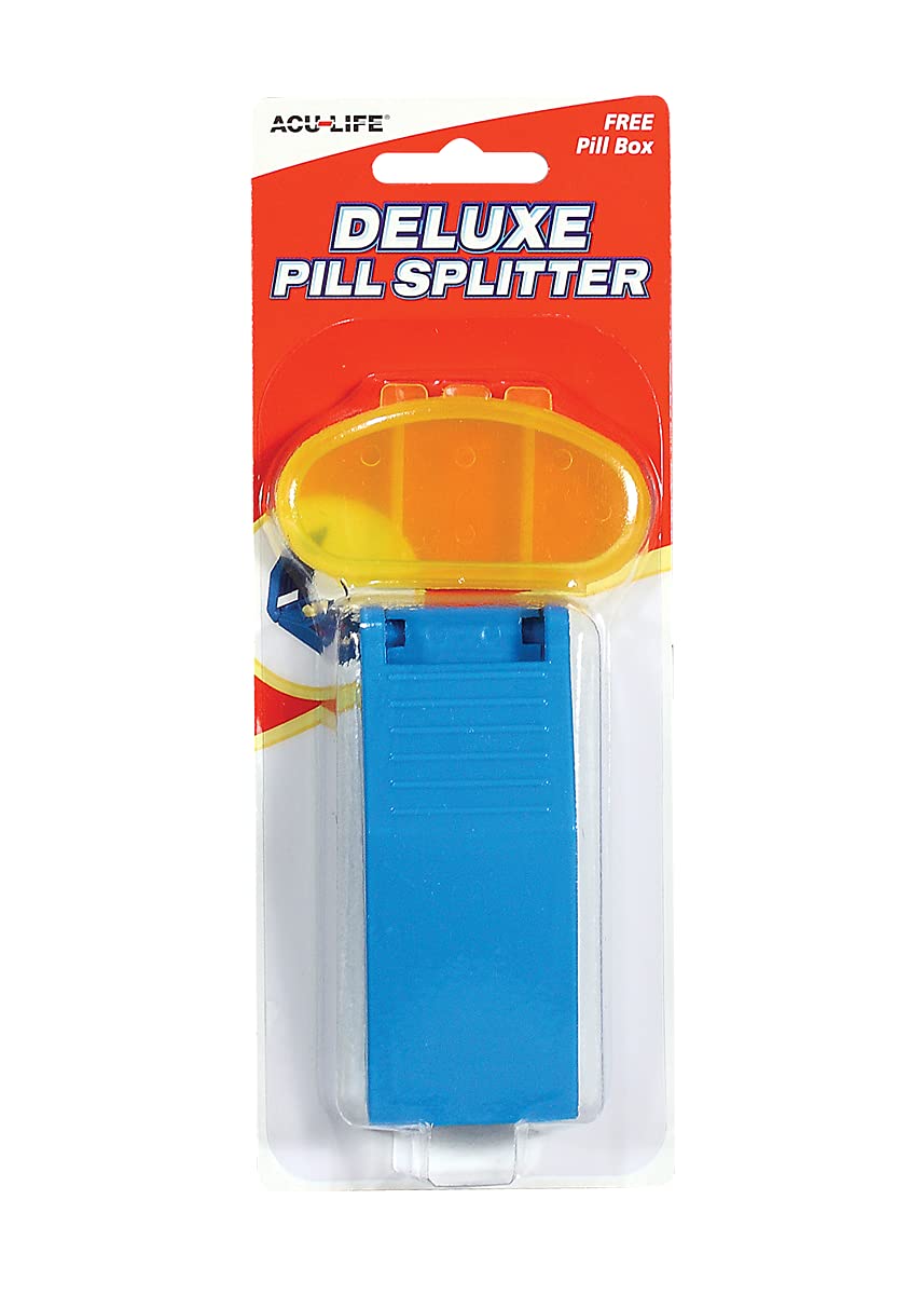 Best Pill Splitter and Daily Pill Organizer - 4 Compartment Weekly Medicine Box for Vitamins, Supplements & Medications - Perfect for Travel, Home & Office Use