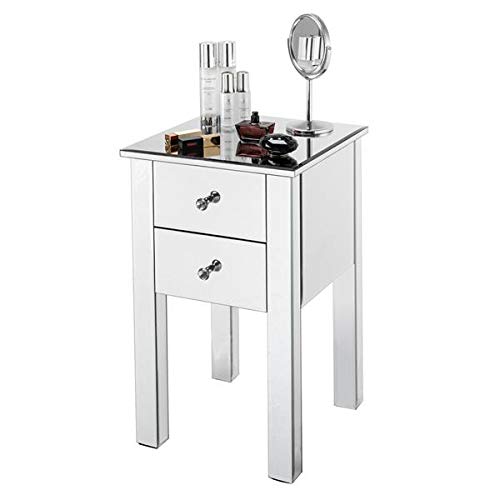 Modern Mirrored End Table with Drawer - Stylish Nightstand for Bedroom & Living Room - Versatile Storage Cabinet with Drawers - Perfect for Small Spaces, Guest Rooms & Apartment Decor